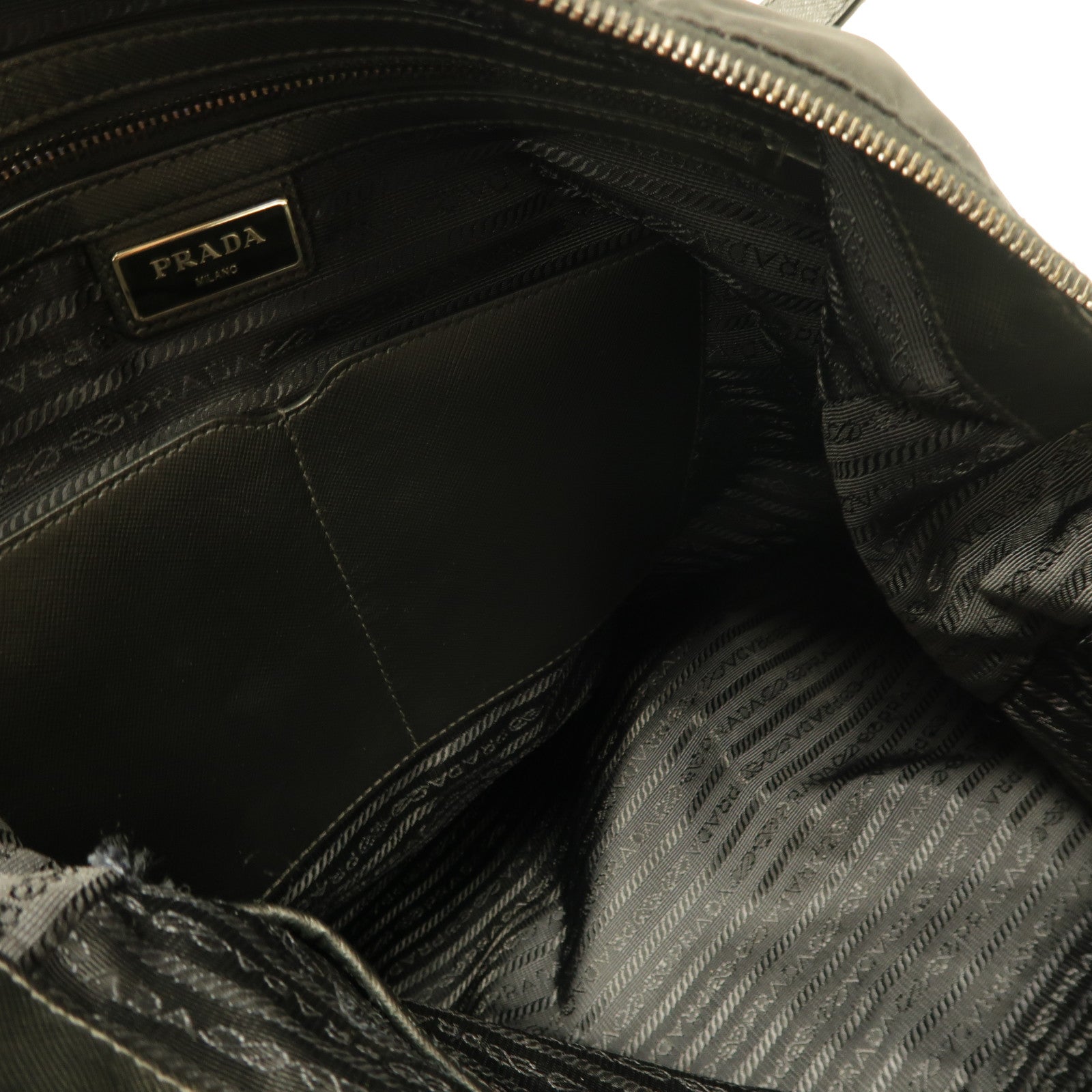PRADA 尼龍2 Way Shoulder銀扣手挽肩背兩用袋黑色