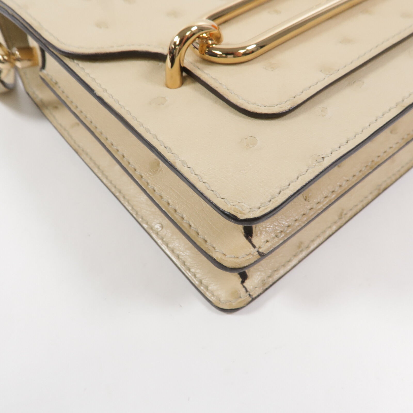 HERMES Ostrich皮革Roulis Mini肩背袋Nata