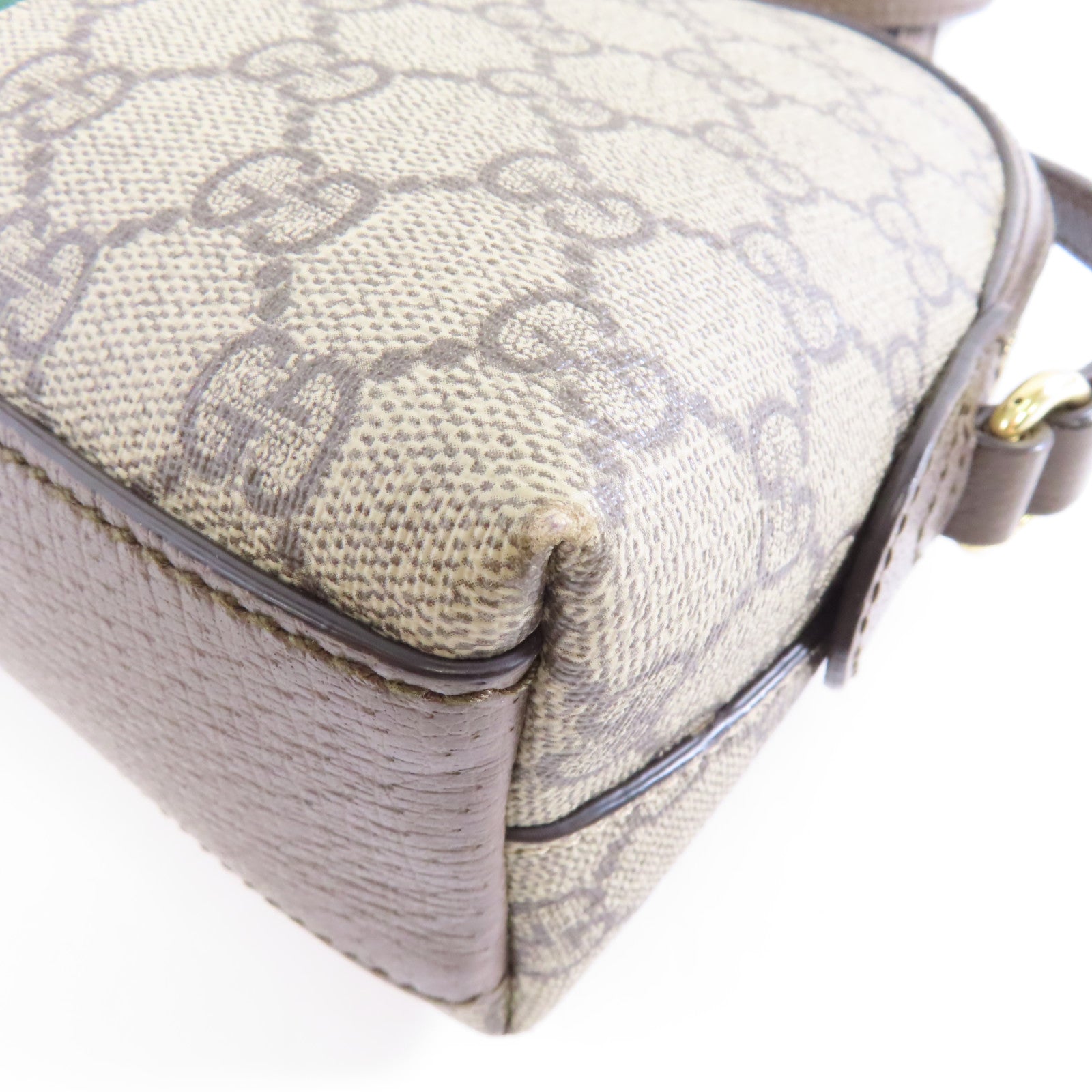 GUCCI 塗層帆布Shoulder Bag金扣肩背袋棕色