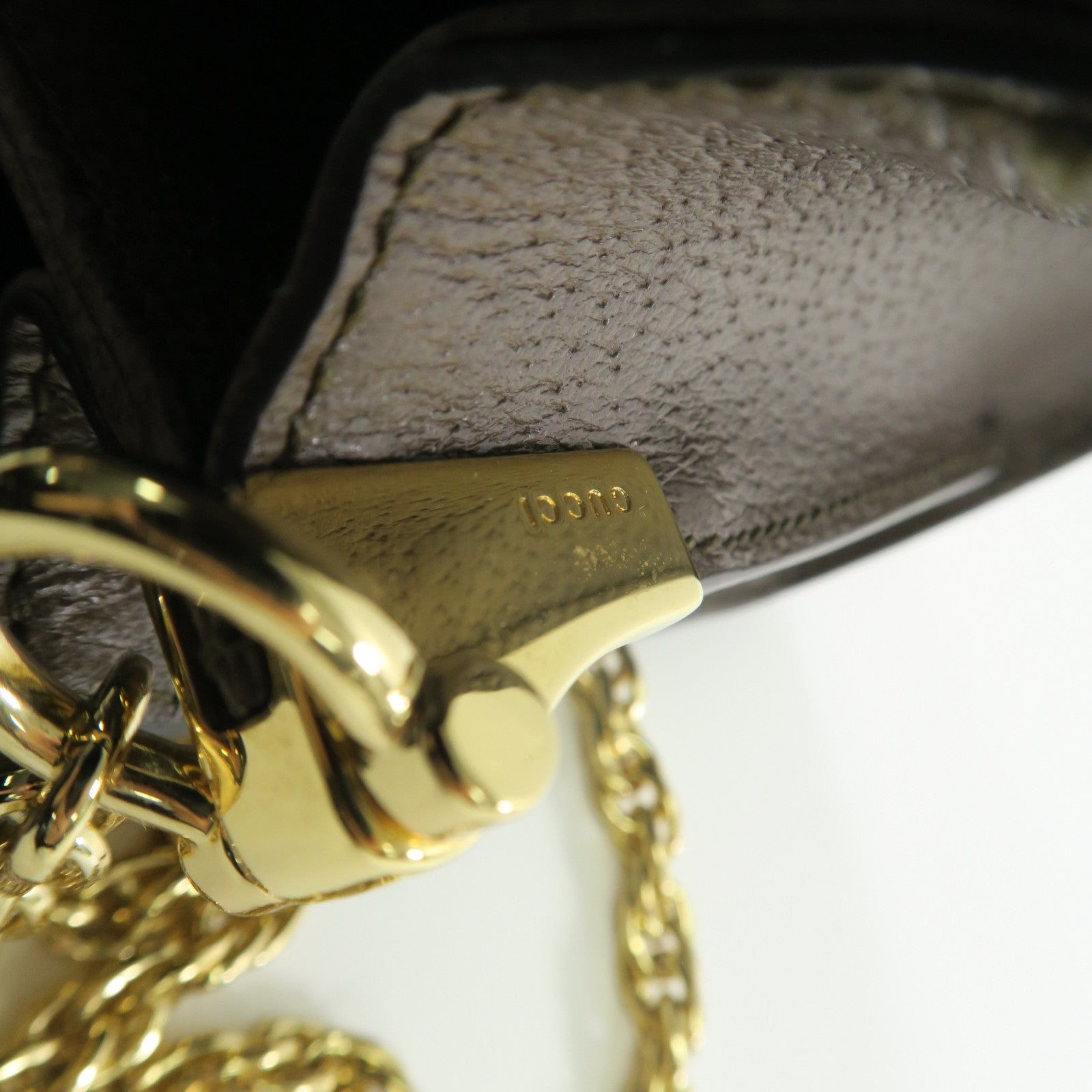 GUCCI 塗層帆布Ophidia金扣鏈帶肩背袋啡色