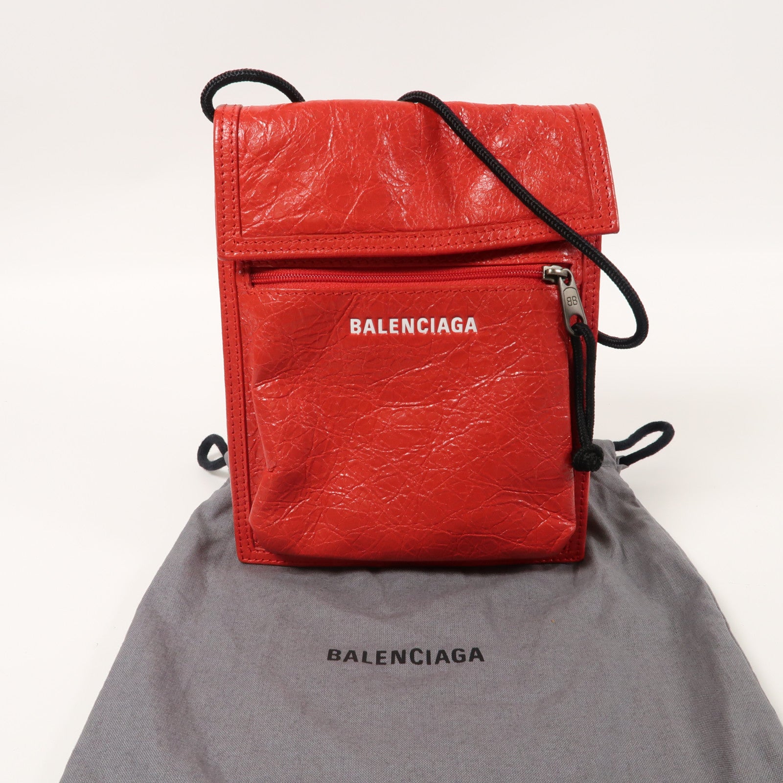 BALENCIAGA 牛皮皮革Shoulder Bag銀扣肩背袋紅色