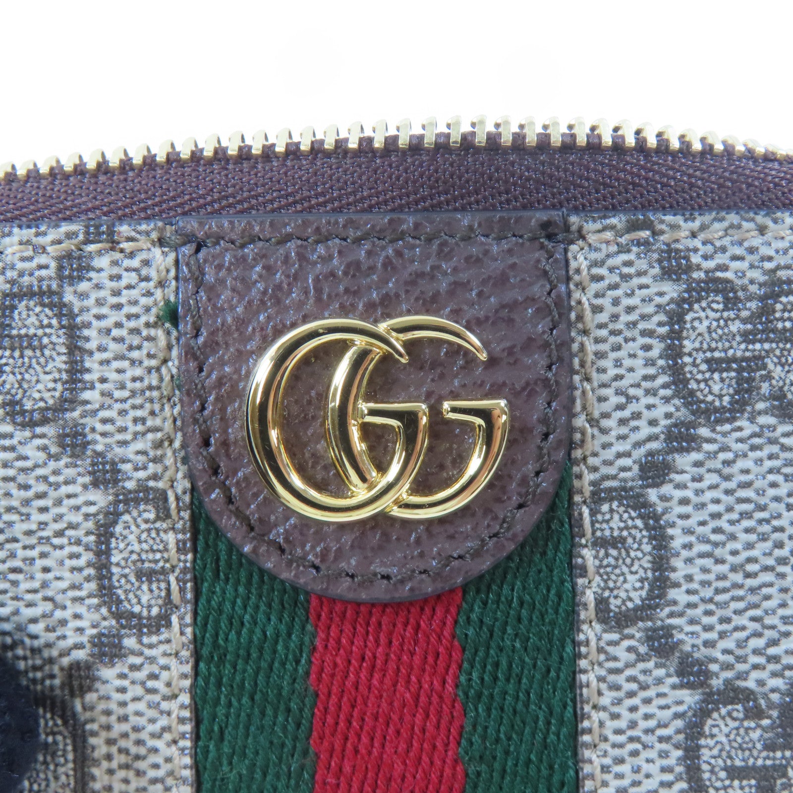 GUCCI 塗層帆布Ophidia Coin Key Case金扣零錢鎖匙包啡色