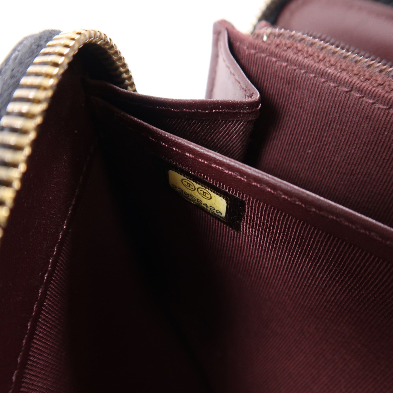 CHANEL 牛皮皮革Zipper Long Wallet金扣長錢包黑色