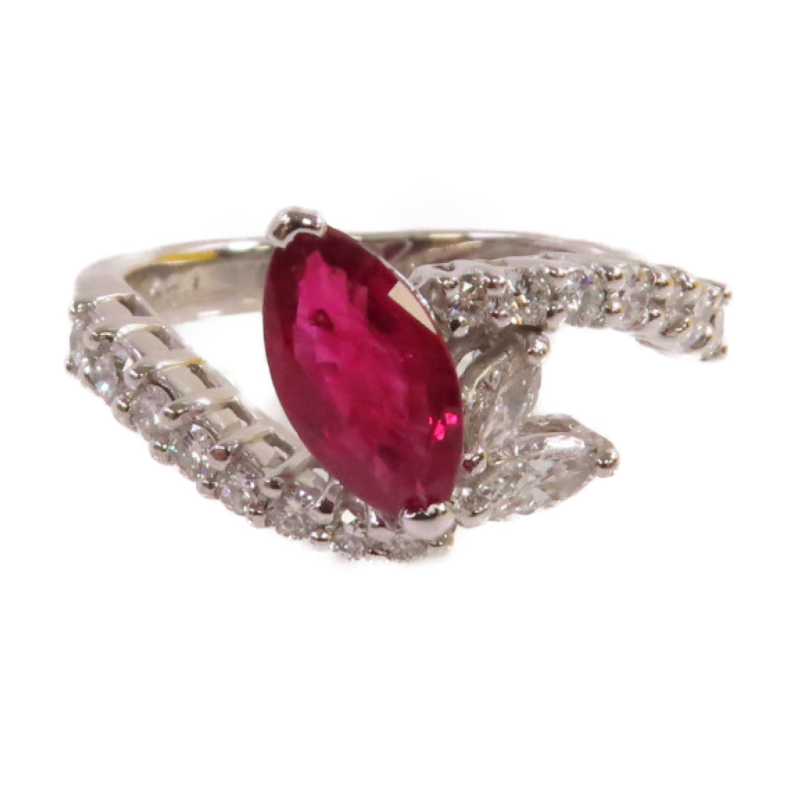 JEWELRY 18K白金/0.84ct紅寶石/0.48ct鑽石Ruby Ring戒指US#5.5