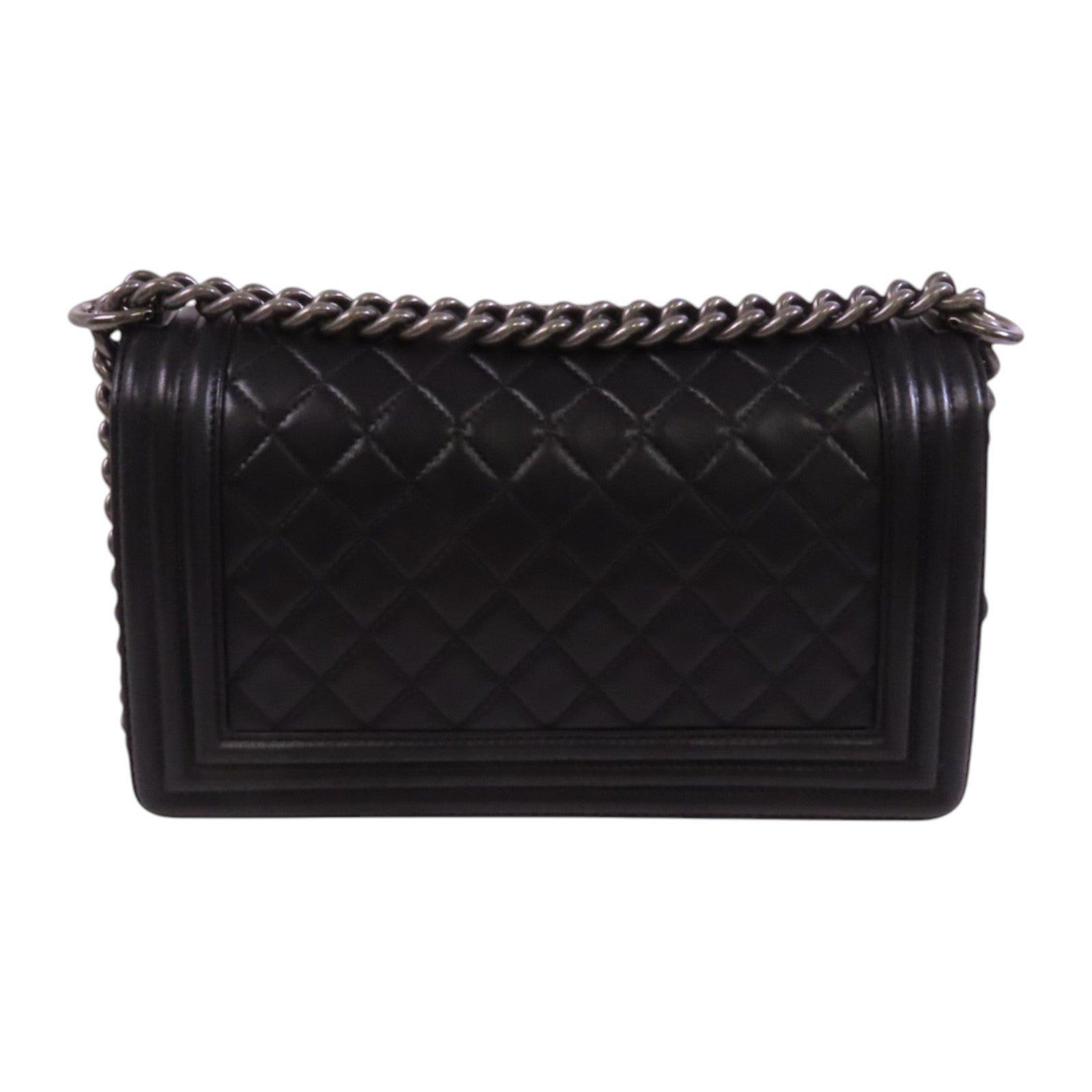 CHANEL 【激減優惠】羊皮皮革Boy Chanel銀扣鏈帶肩背袋