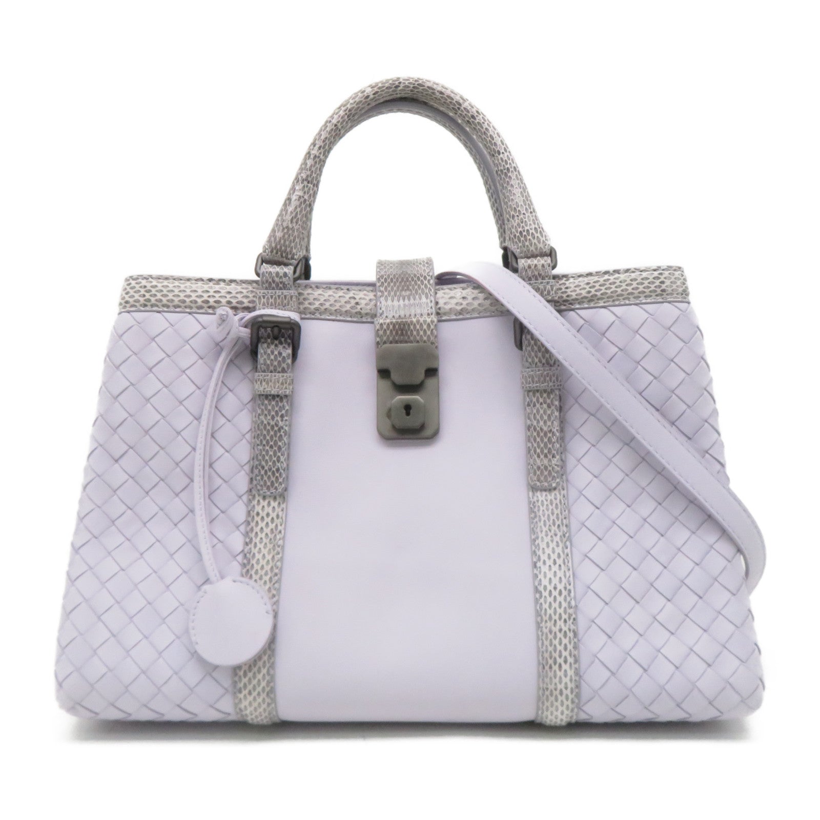 BOTTEGA VENETA 【激減優惠】織紋皮革/蛇皮皮革2 Way Shoulder手挽肩背兩用袋紫色