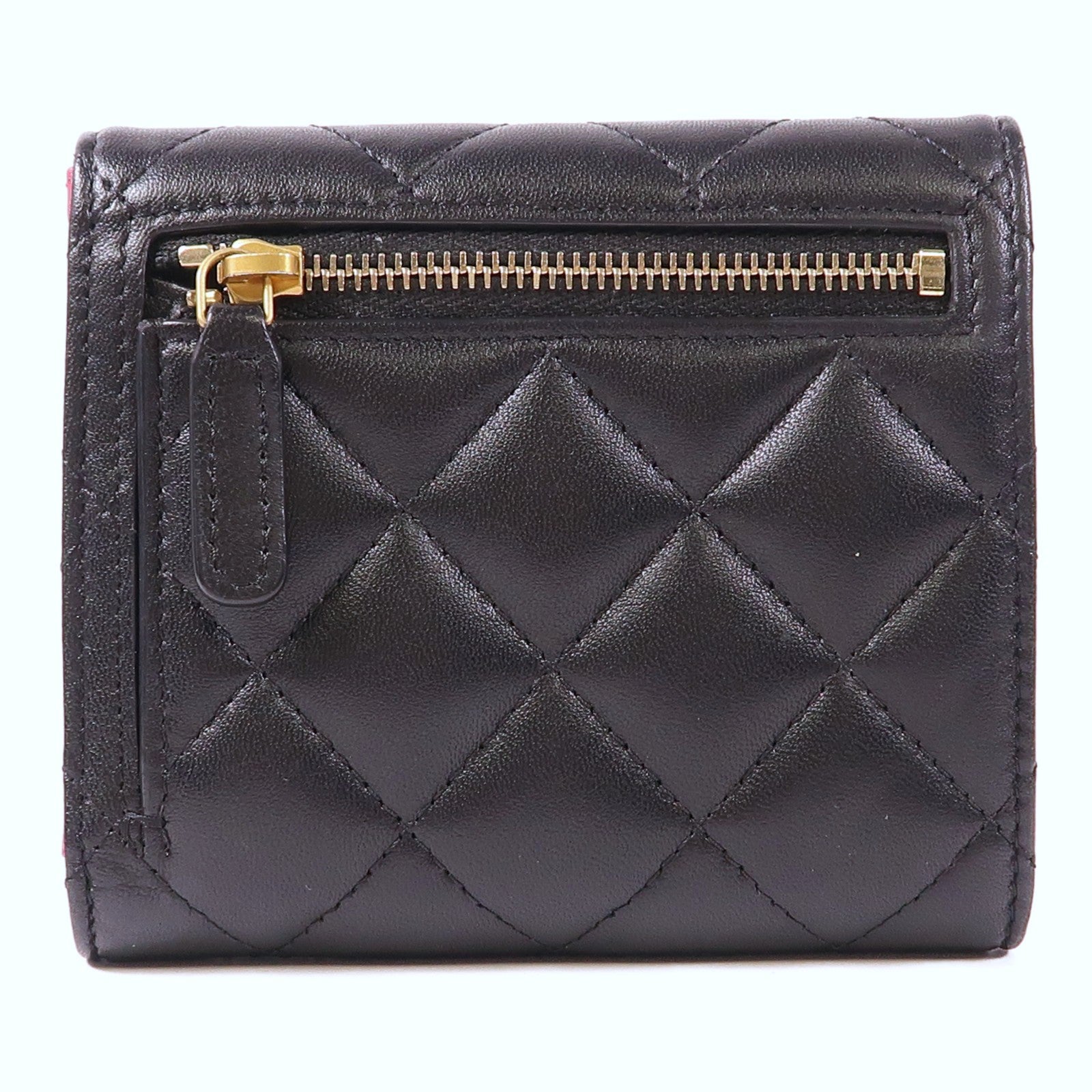 CHANEL 羊皮皮革Wallet金扣錢包