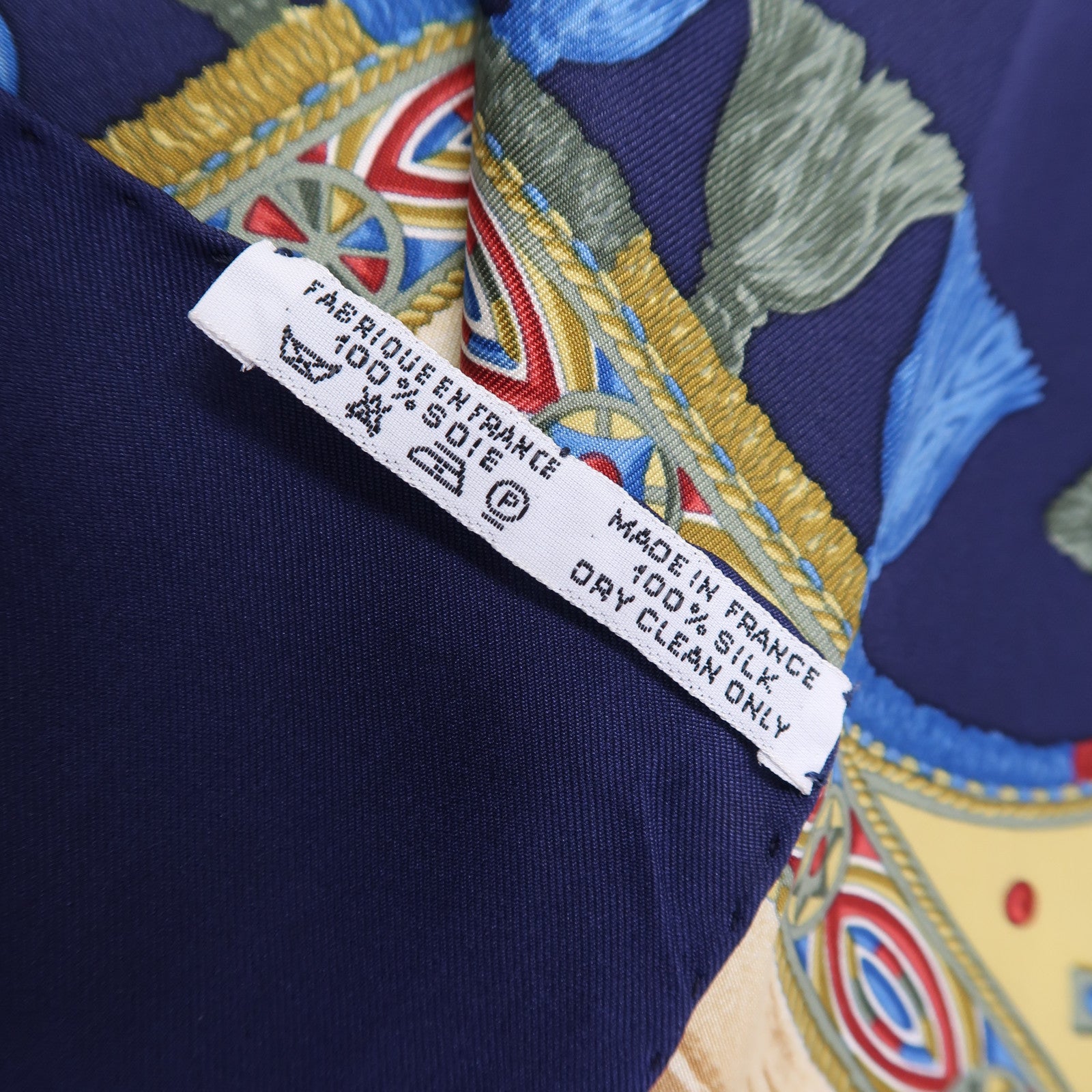 HERMES 絲質Scarf 90X90cm絲巾深藍色/彩色