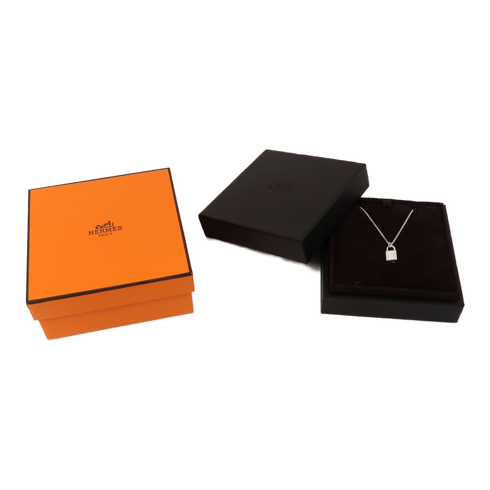 HERMES 【激減優惠】18K白金Kelly Cadenas Pendant項鍊銀色
