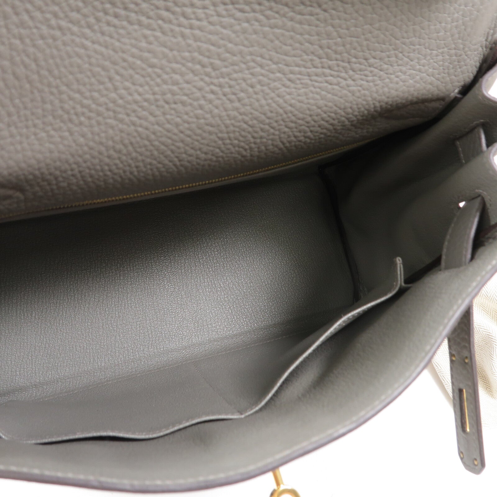 HERMES Clemence皮革Kelly 28手挽肩背兩用袋Gris Meyer