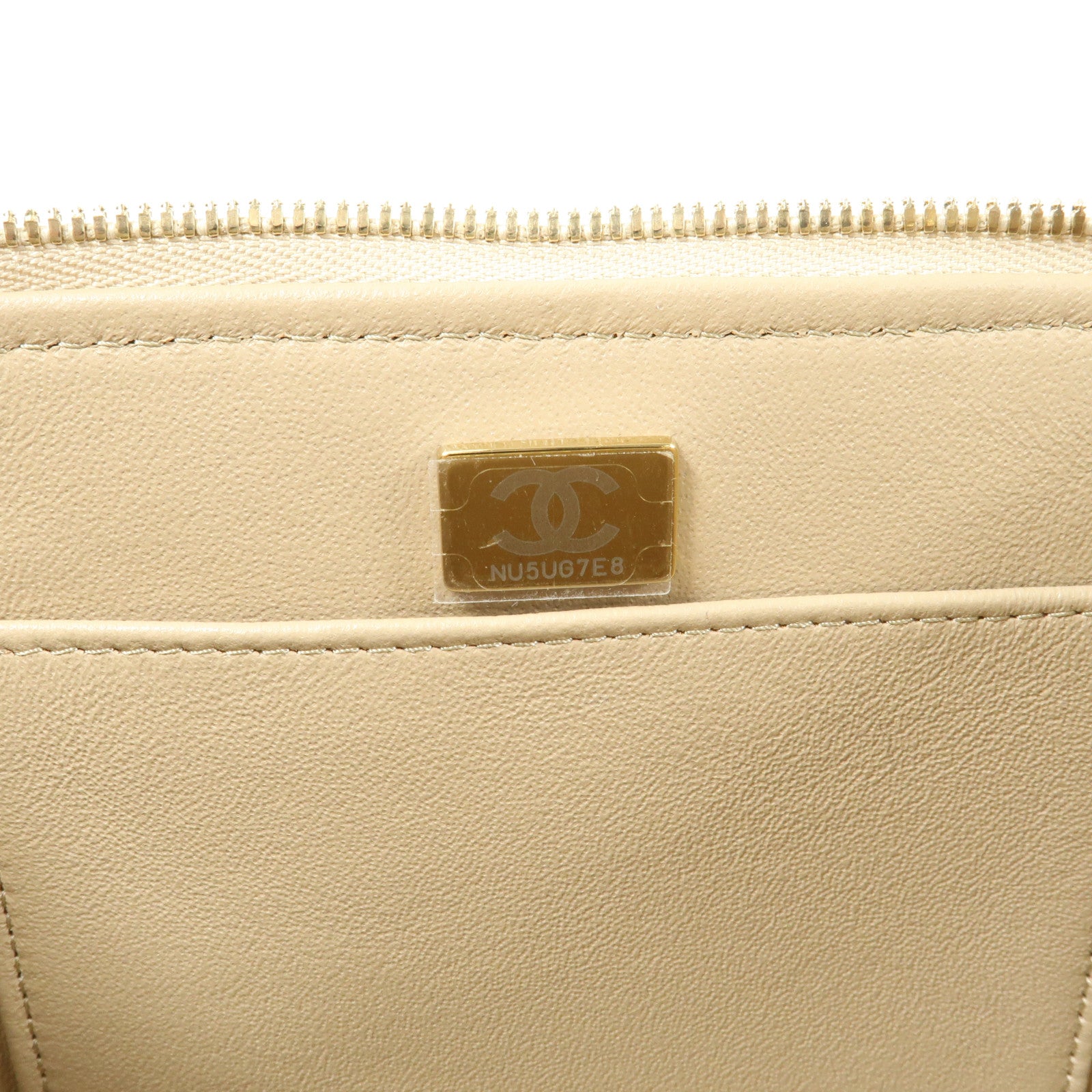 CHANEL 牛皮皮革Vanity Case金扣鏈帶手挽肩背兩用袋