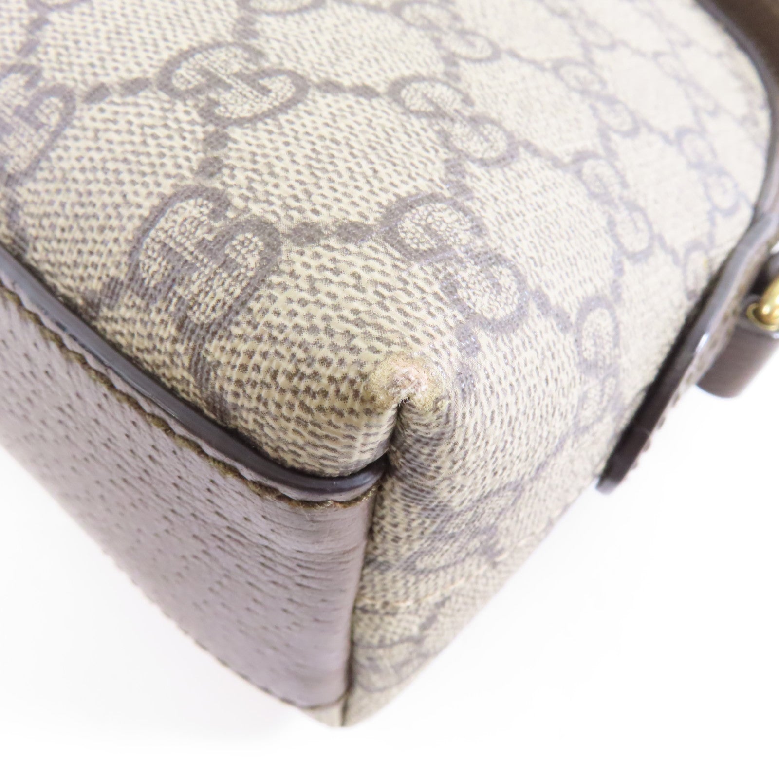 GUCCI 塗層帆布Shoulder Bag金扣肩背袋棕色