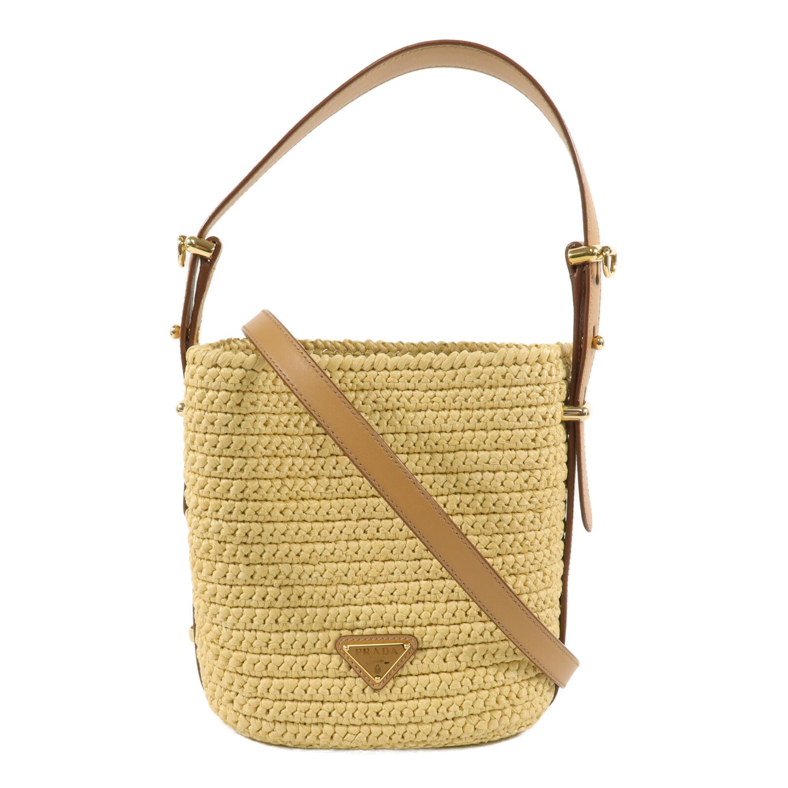 PRADA Viscose Small Crochet and Leather Bucket Bag手挽肩背兩用袋