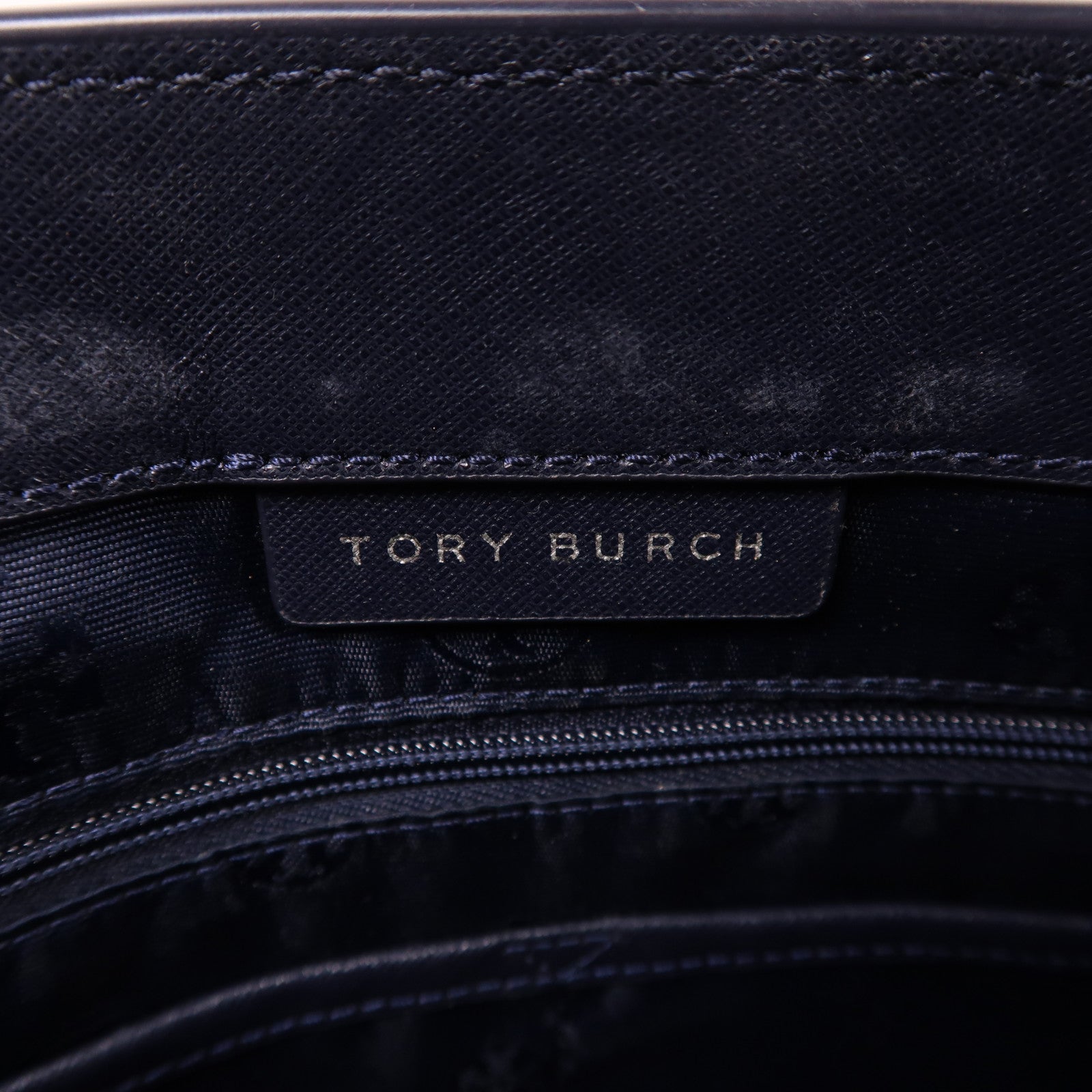 Tory Burch GHW 2 Way Shoulder Bag Calfskin Leather Blue