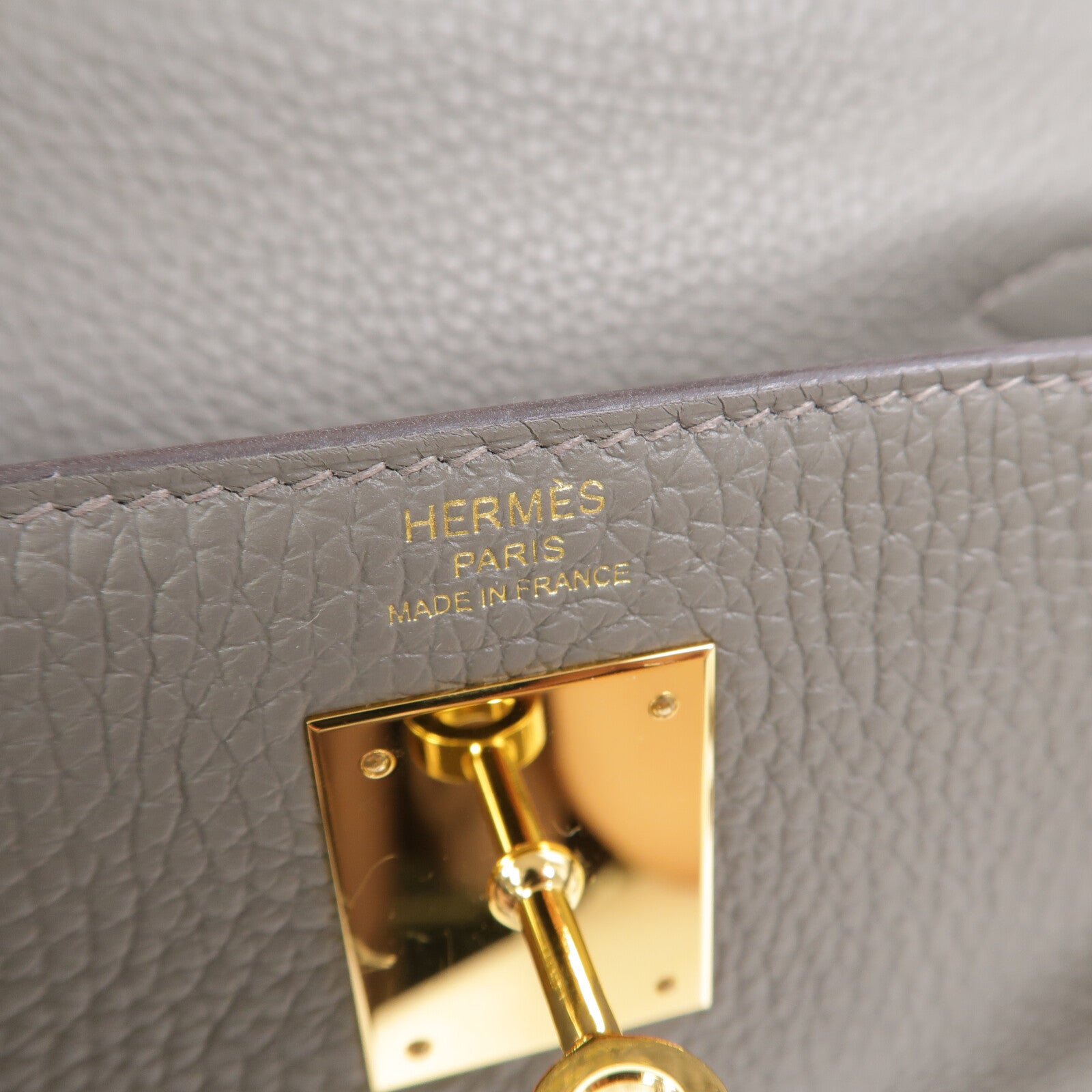 HERMES Clemence皮革Kelly 28手挽肩背兩用袋Gris Meyer