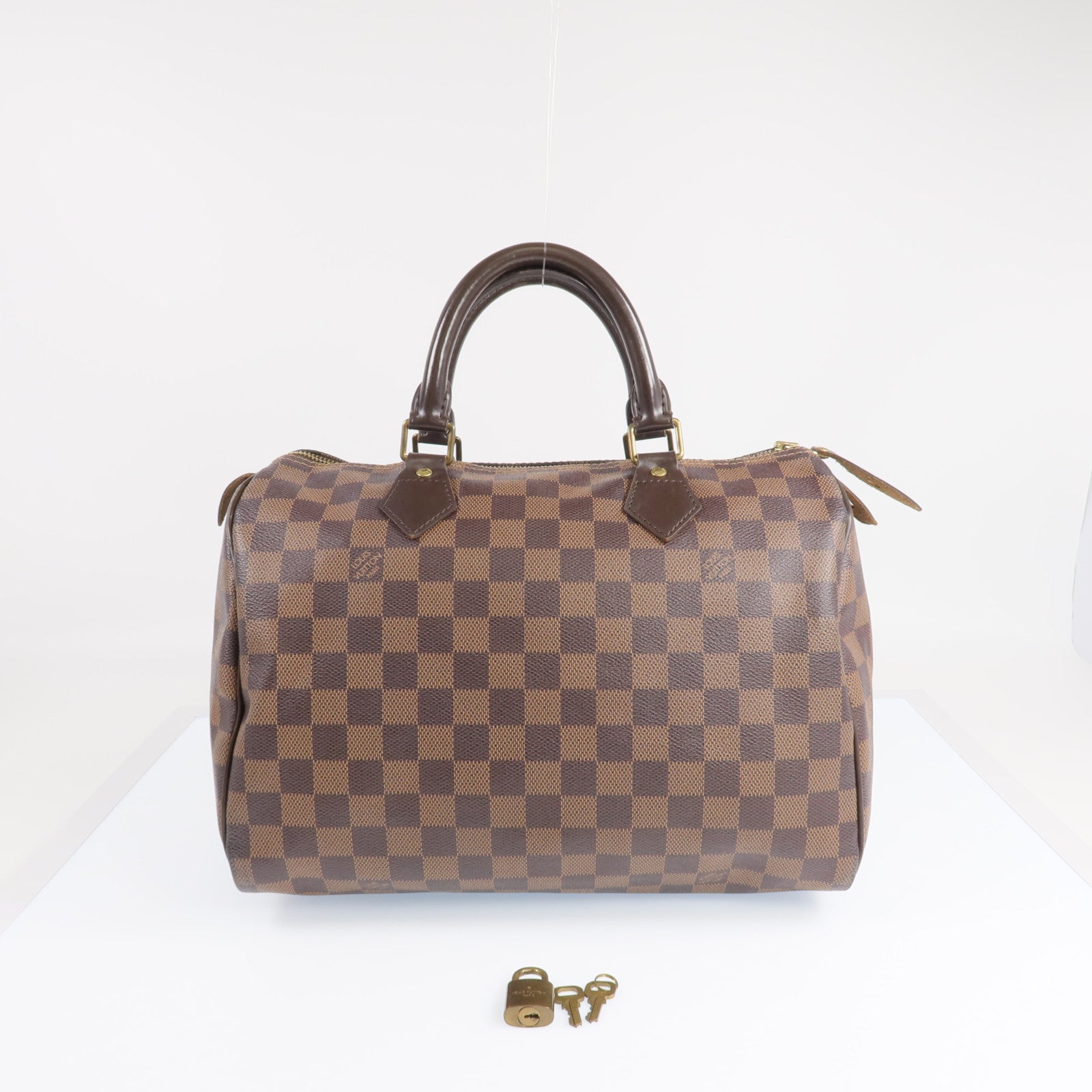 LOUIS VUITTON Damier Speedy 30金扣手挽袋