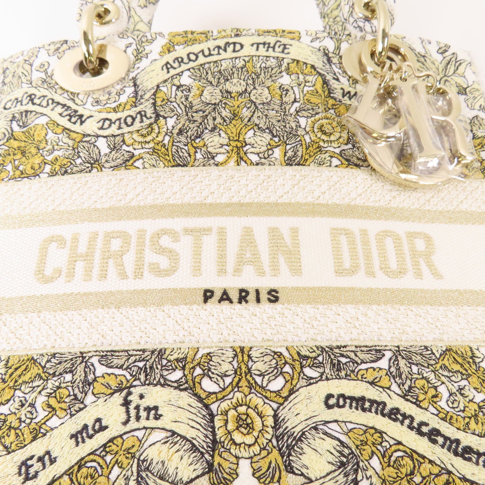 Dior 帆布Lady D-Lite銀扣手挽肩背兩用袋