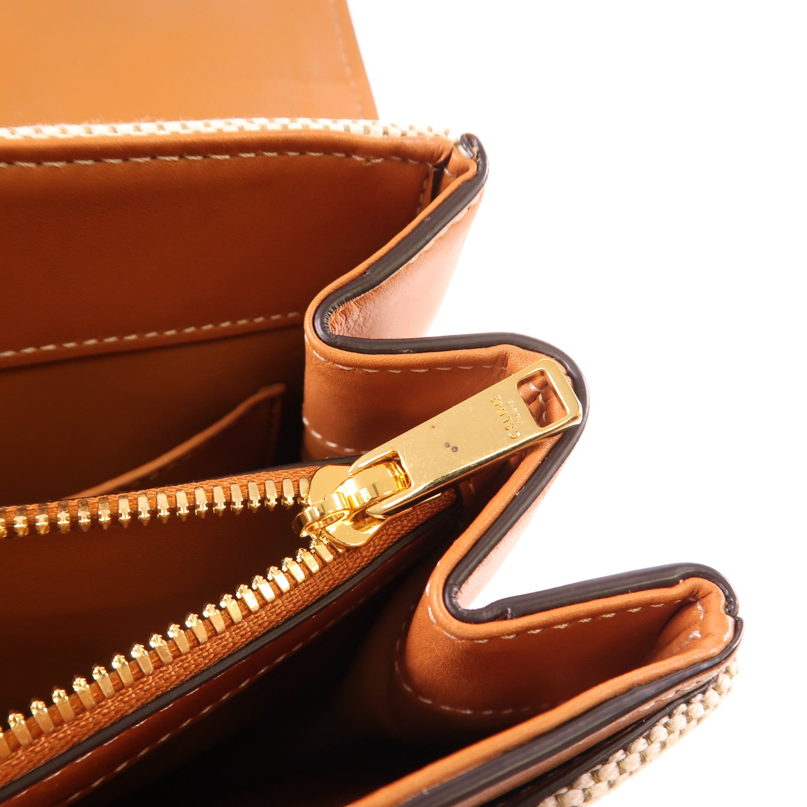 CELINE 帆布/牛皮皮革Classique 16金扣手挽肩背兩用袋