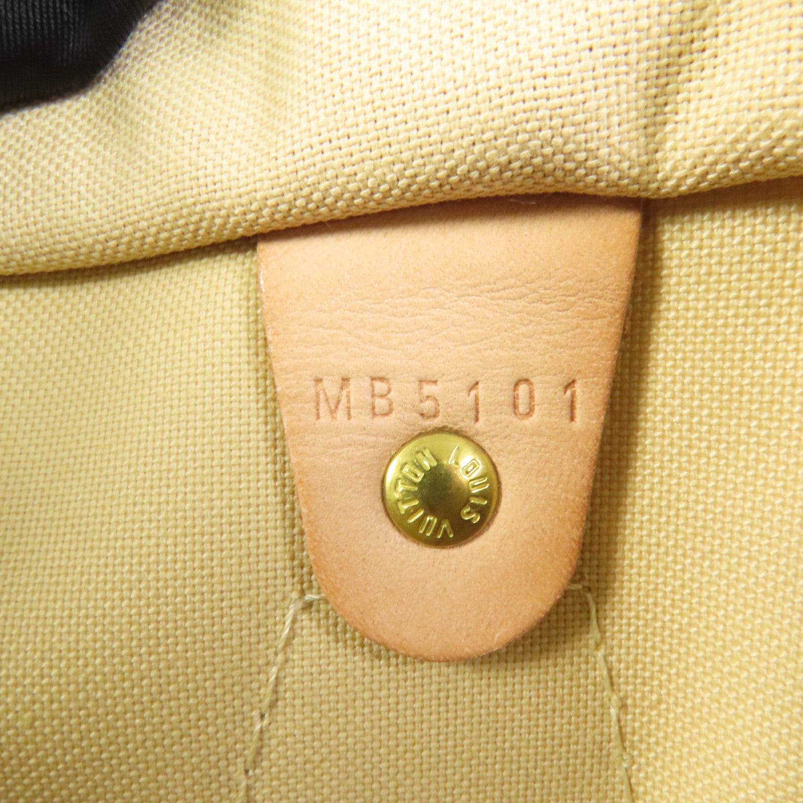 LOUIS VUITTON Damier Azur Speedy 30金扣手挽袋白色