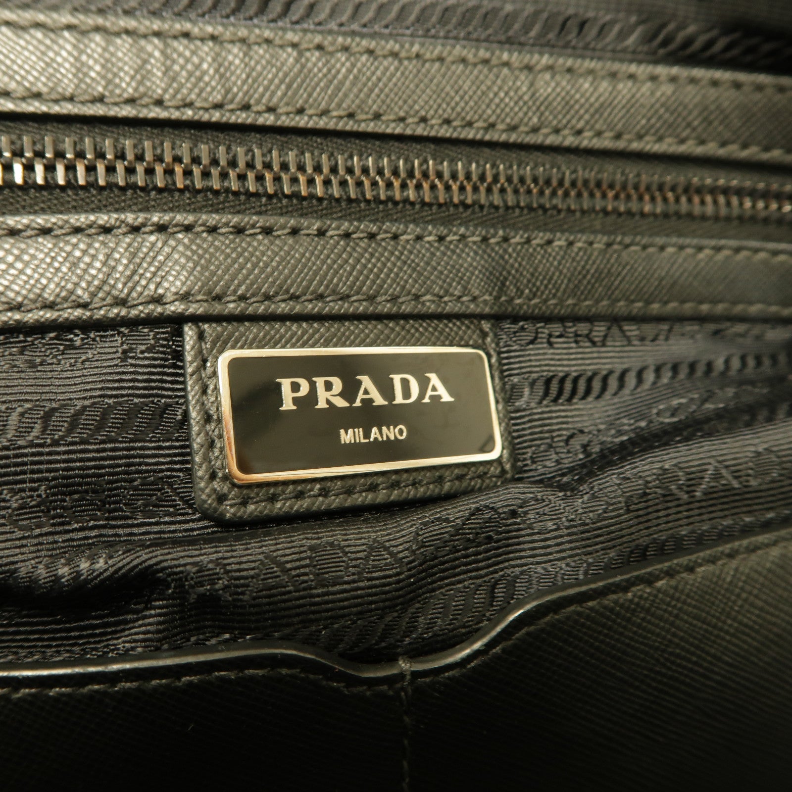 PRADA 尼龍2 Way Shoulder銀扣手挽肩背兩用袋黑色