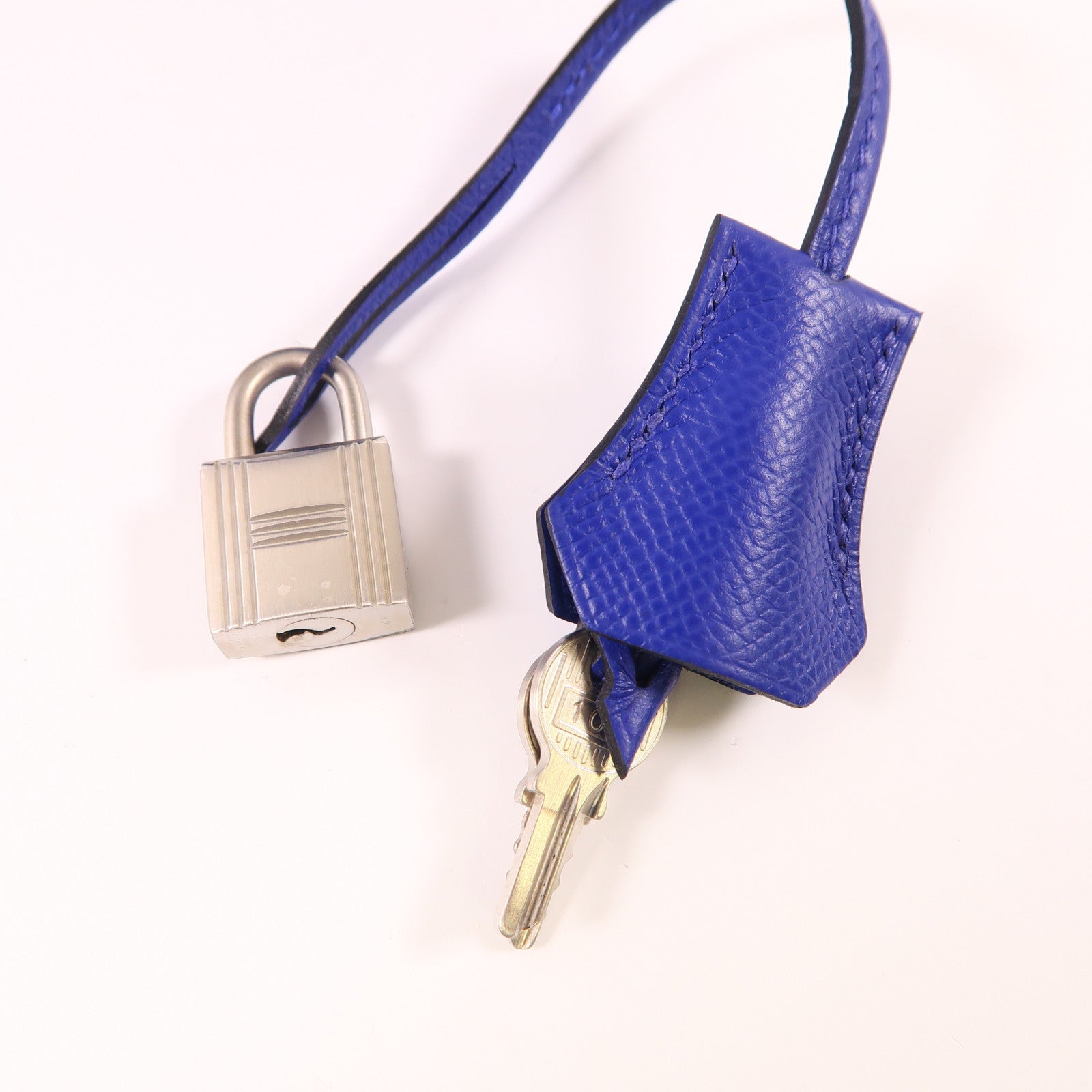 HERMES Epsom皮革Kelly 28銀扣手挽肩背兩用袋7T Bleu Electrique