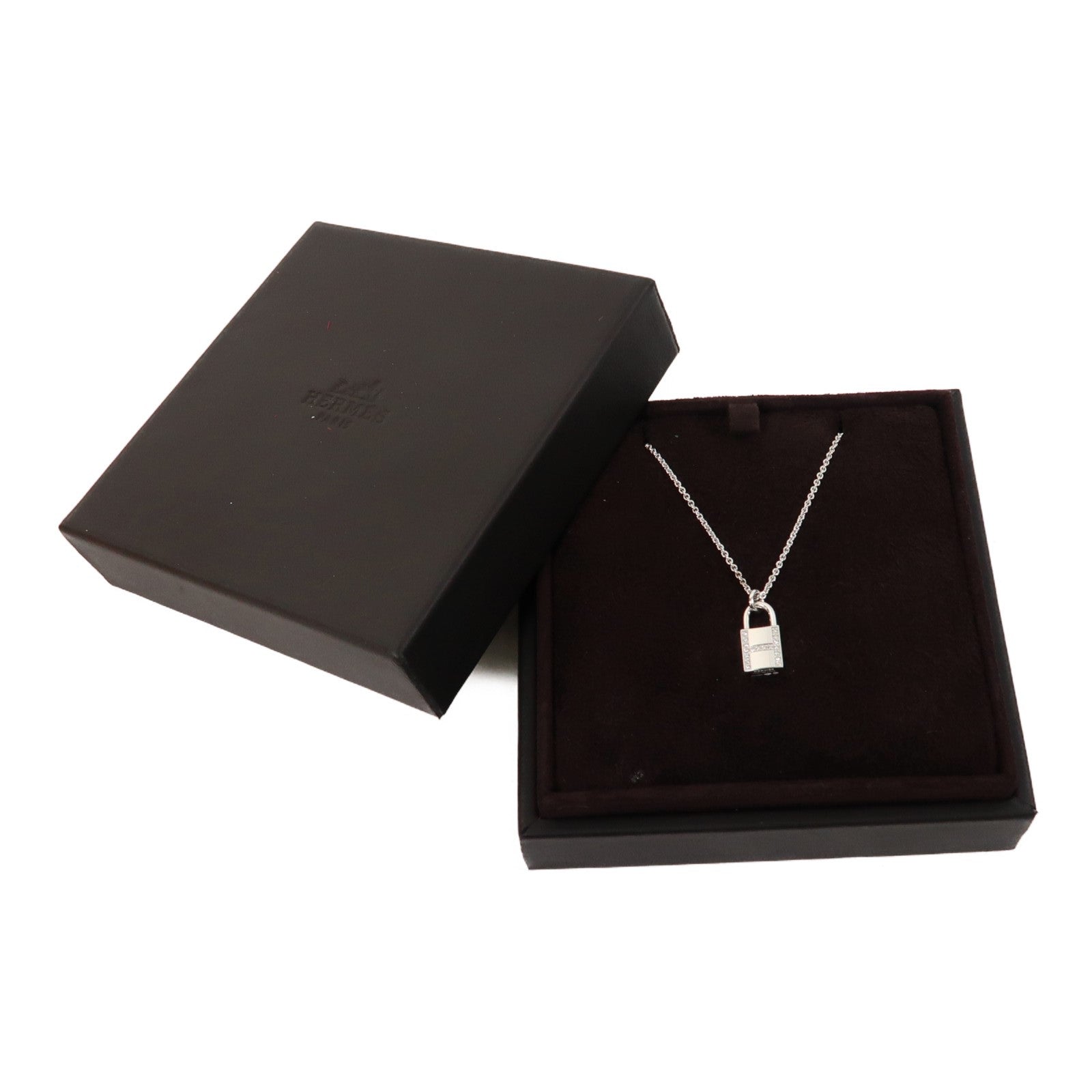 HERMES 【激減優惠】18K白金Kelly Cadenas Pendant項鍊銀色