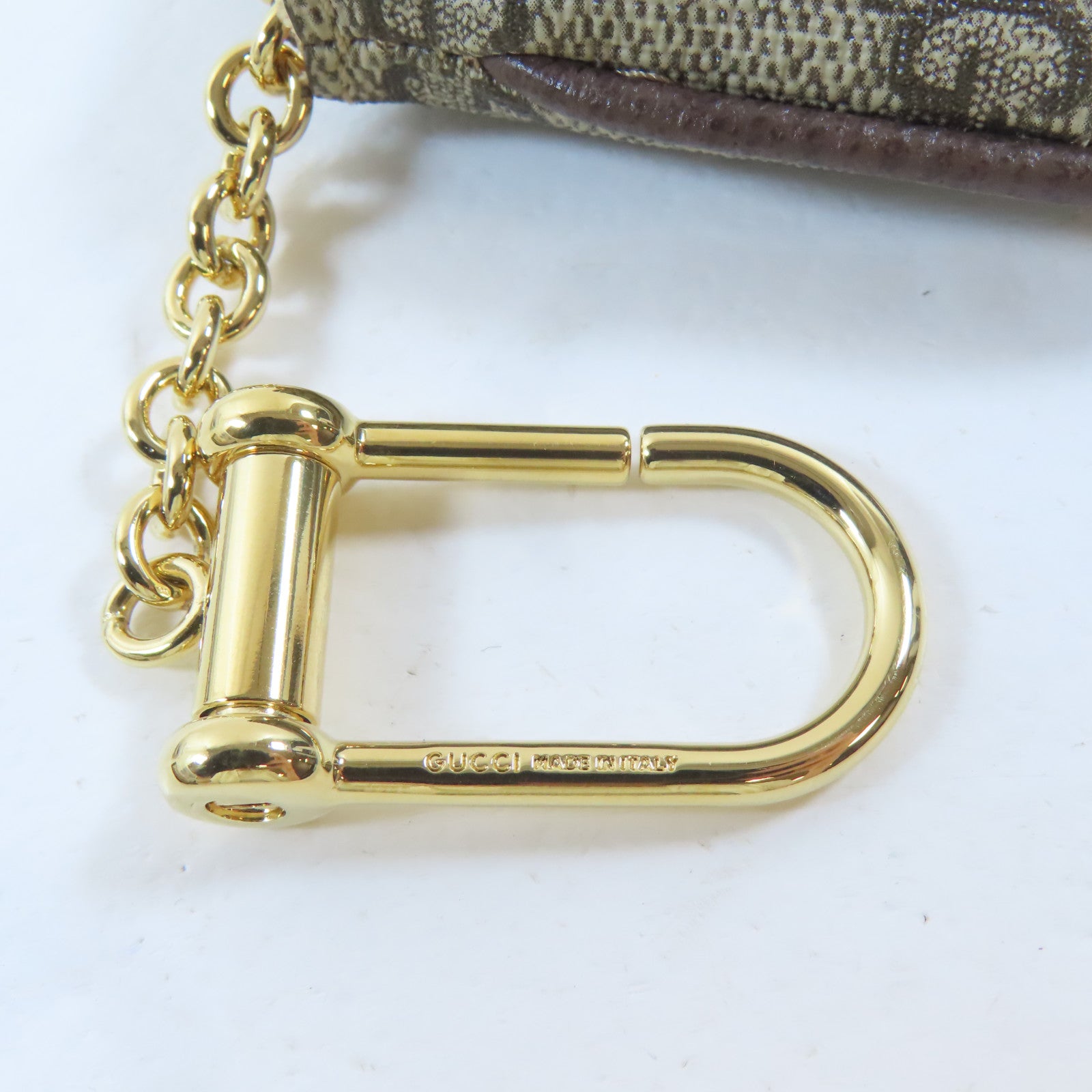 GUCCI 塗層帆布Ophidia Coin Key Case金扣零錢鎖匙包啡色