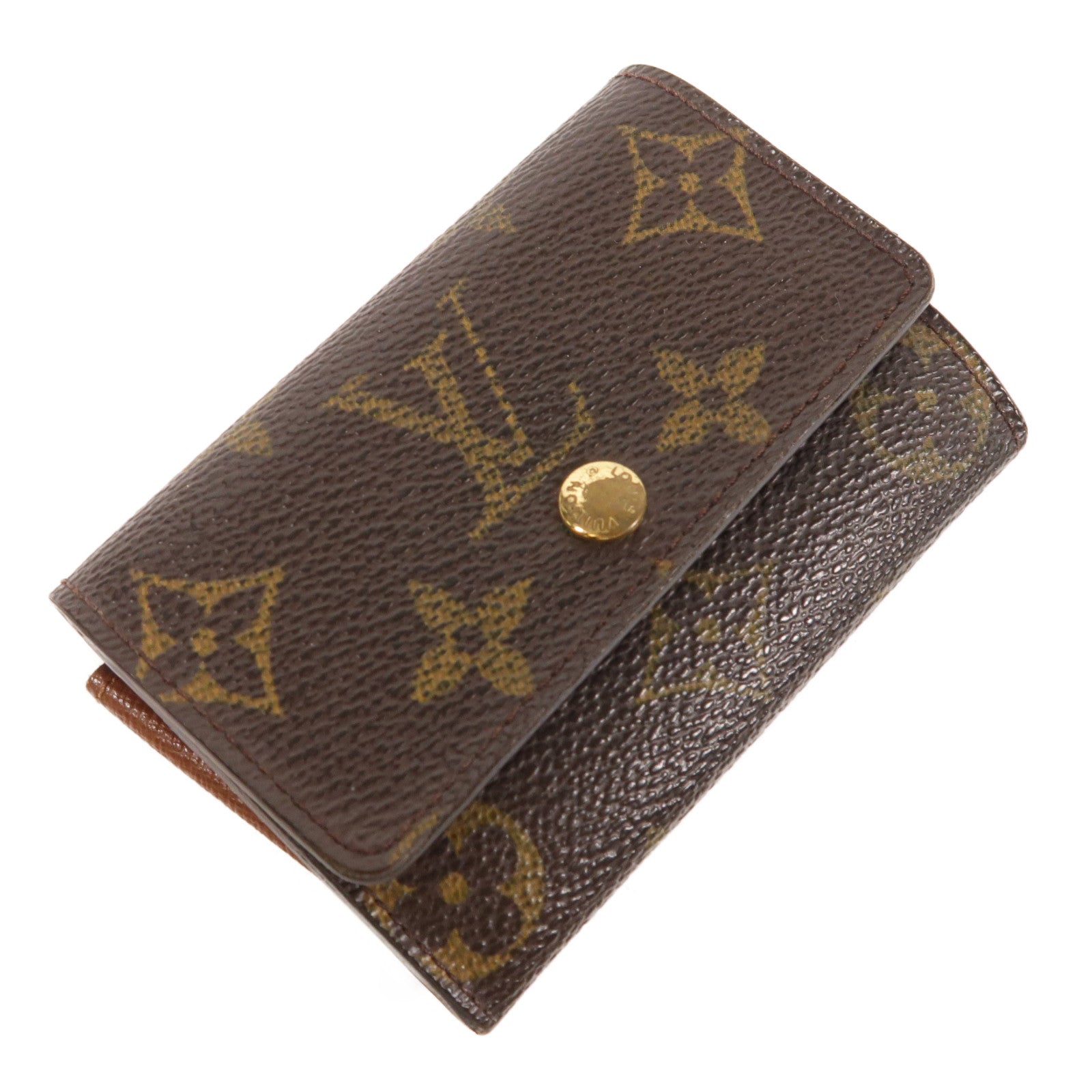 LOUIS VUITTON Monogram Porte Monnaie Plat金扣零錢包