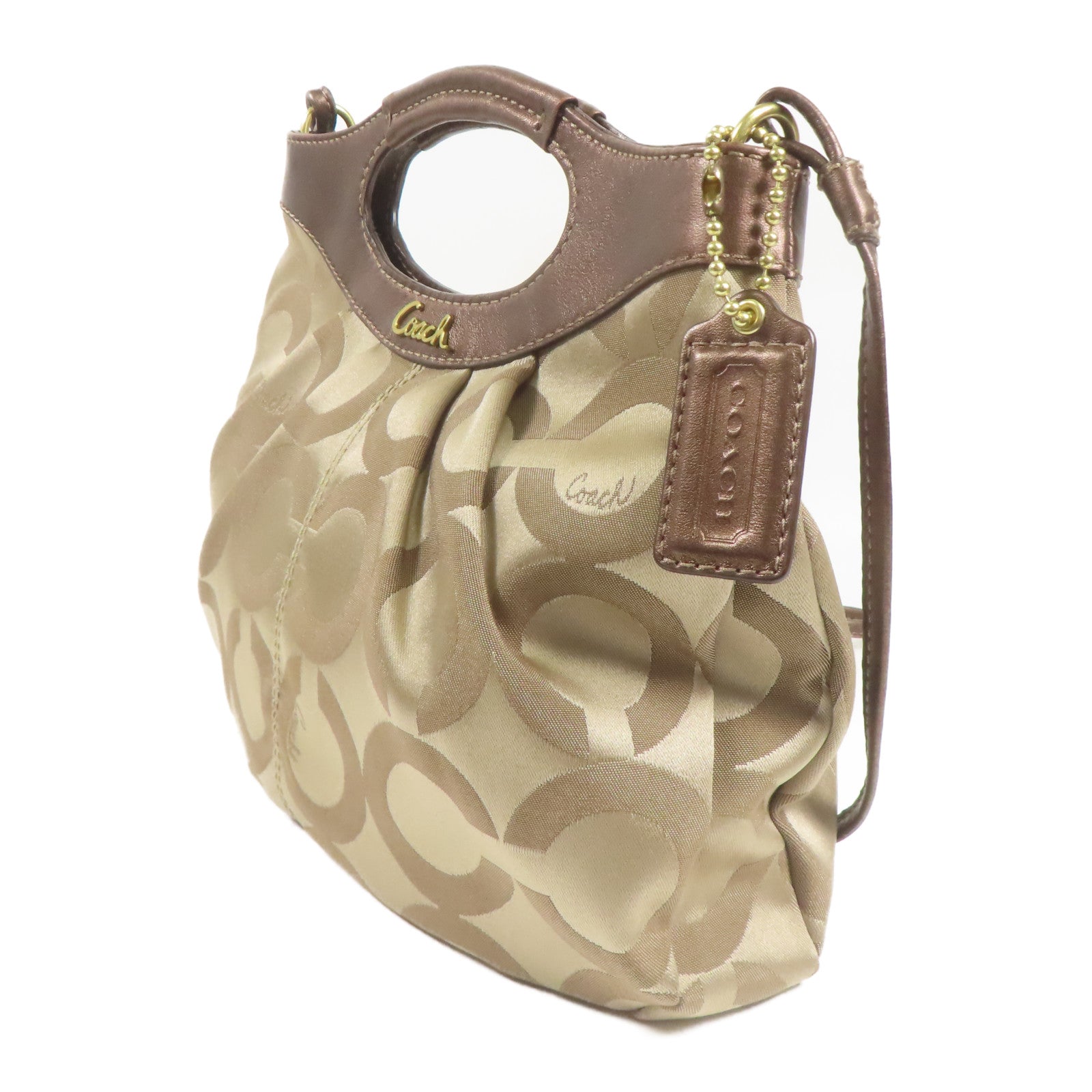 COACH GHW 2way Shoulder Bag Canvas Gold