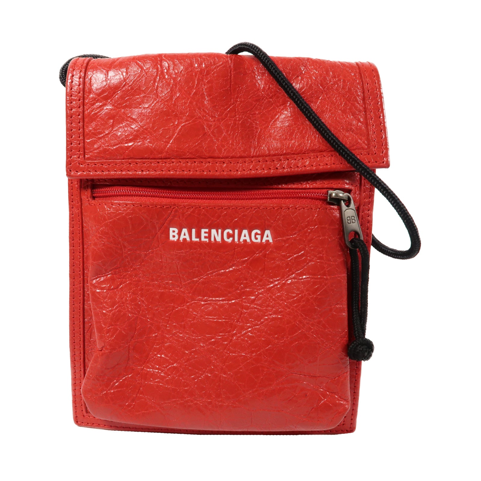 BALENCIAGA 牛皮皮革Shoulder Bag銀扣肩背袋紅色