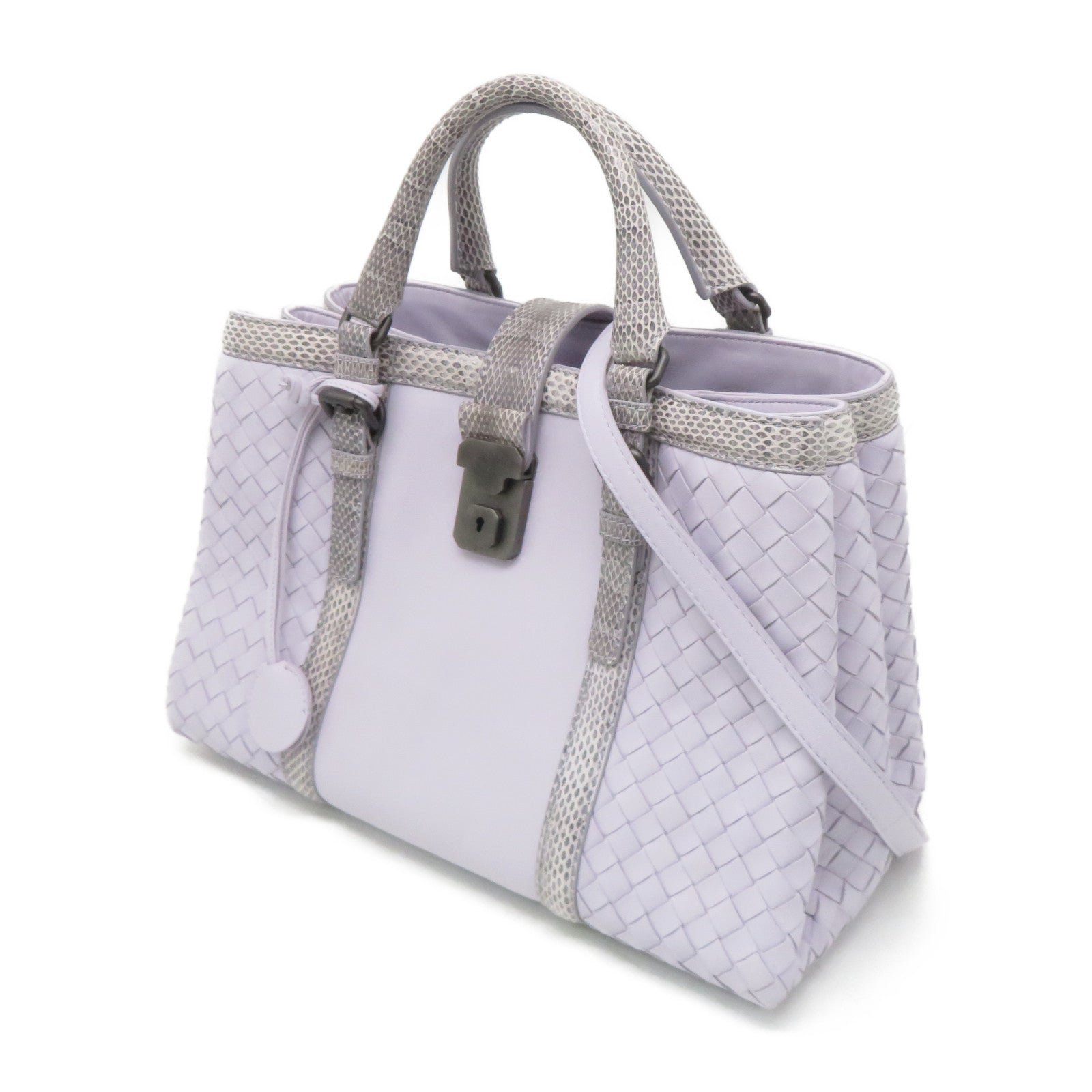 BOTTEGA VENETA 【激減優惠】織紋皮革/蛇皮皮革2 Way Shoulder手挽肩背兩用袋紫色