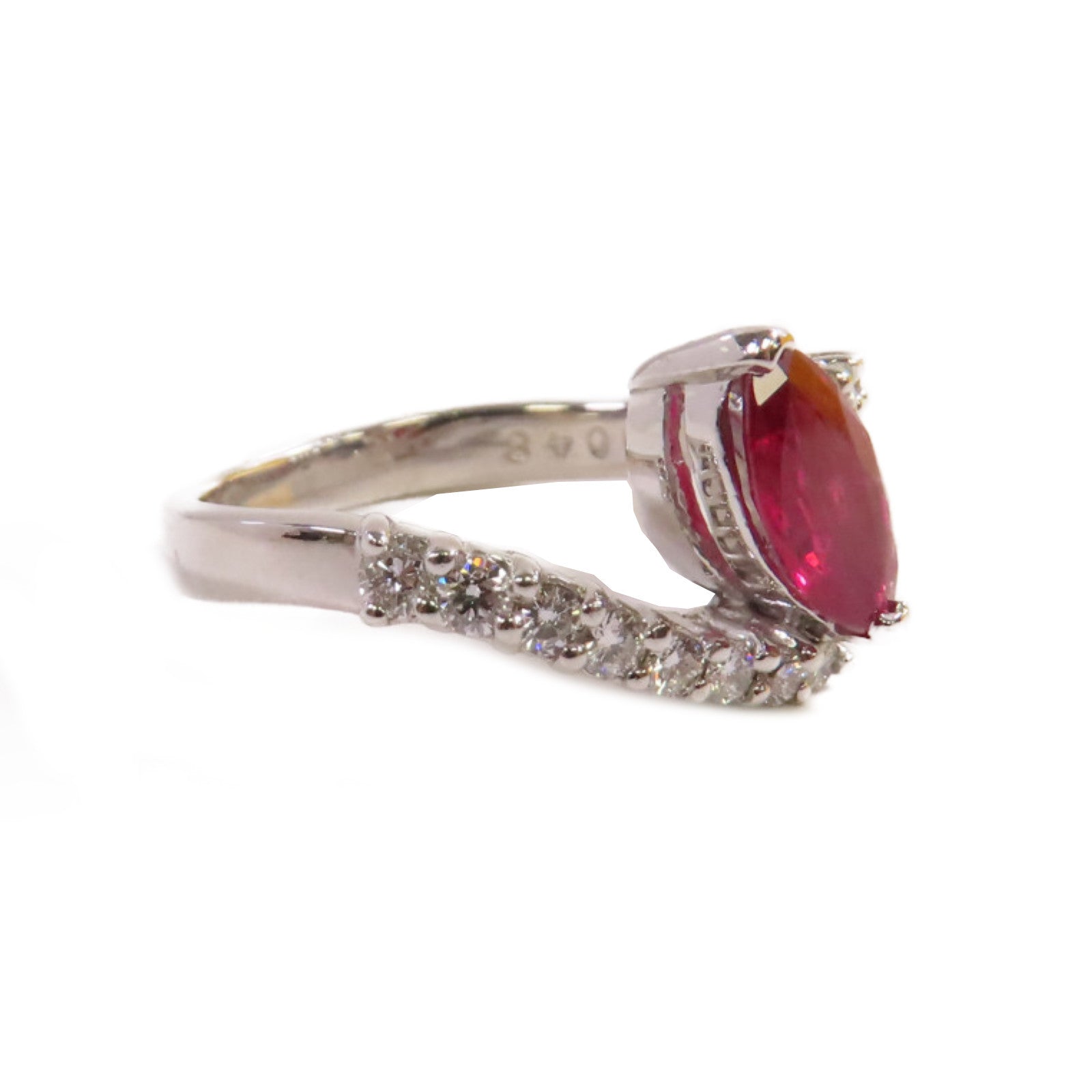 JEWELRY 18K白金/0.84ct紅寶石/0.48ct鑽石Ruby Ring戒指US#5.5