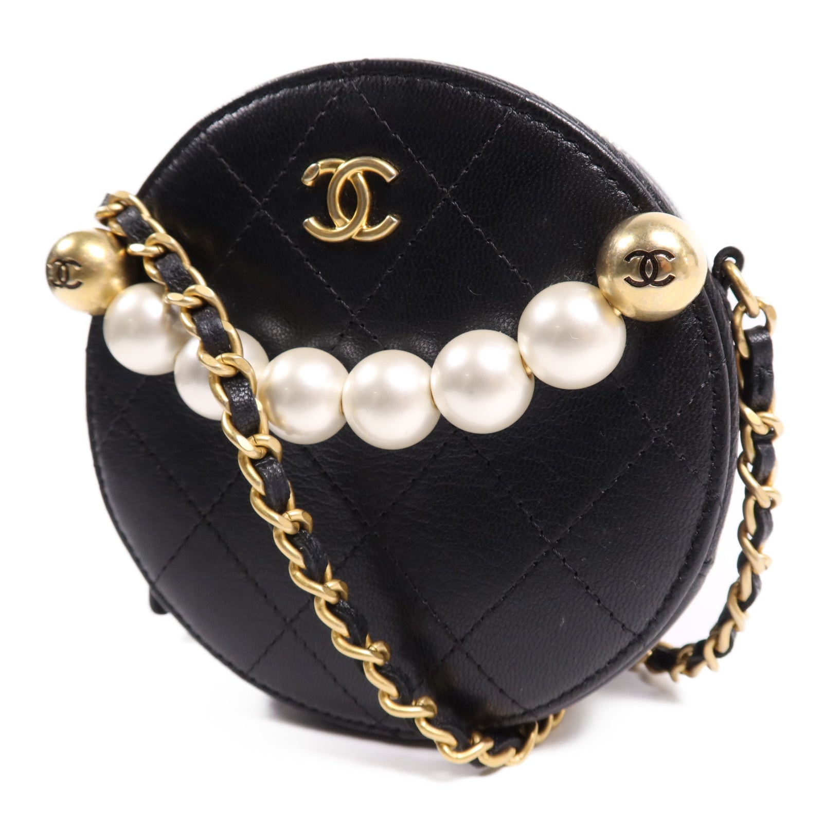 CHANEL 牛皮皮革Chain Shoulder Bag金扣鏈帶肩背袋