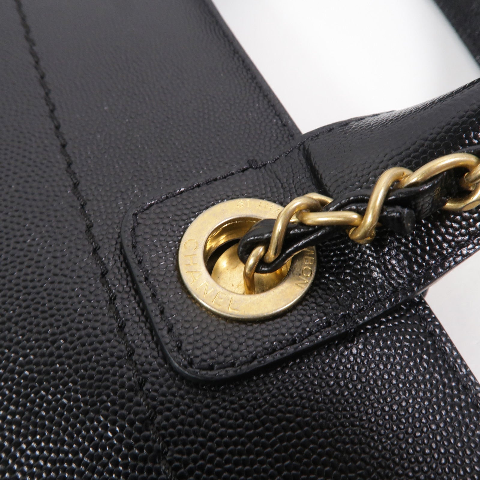 CHANEL 牛皮皮革Deauville Tote鏈帶手挽肩背兩用袋