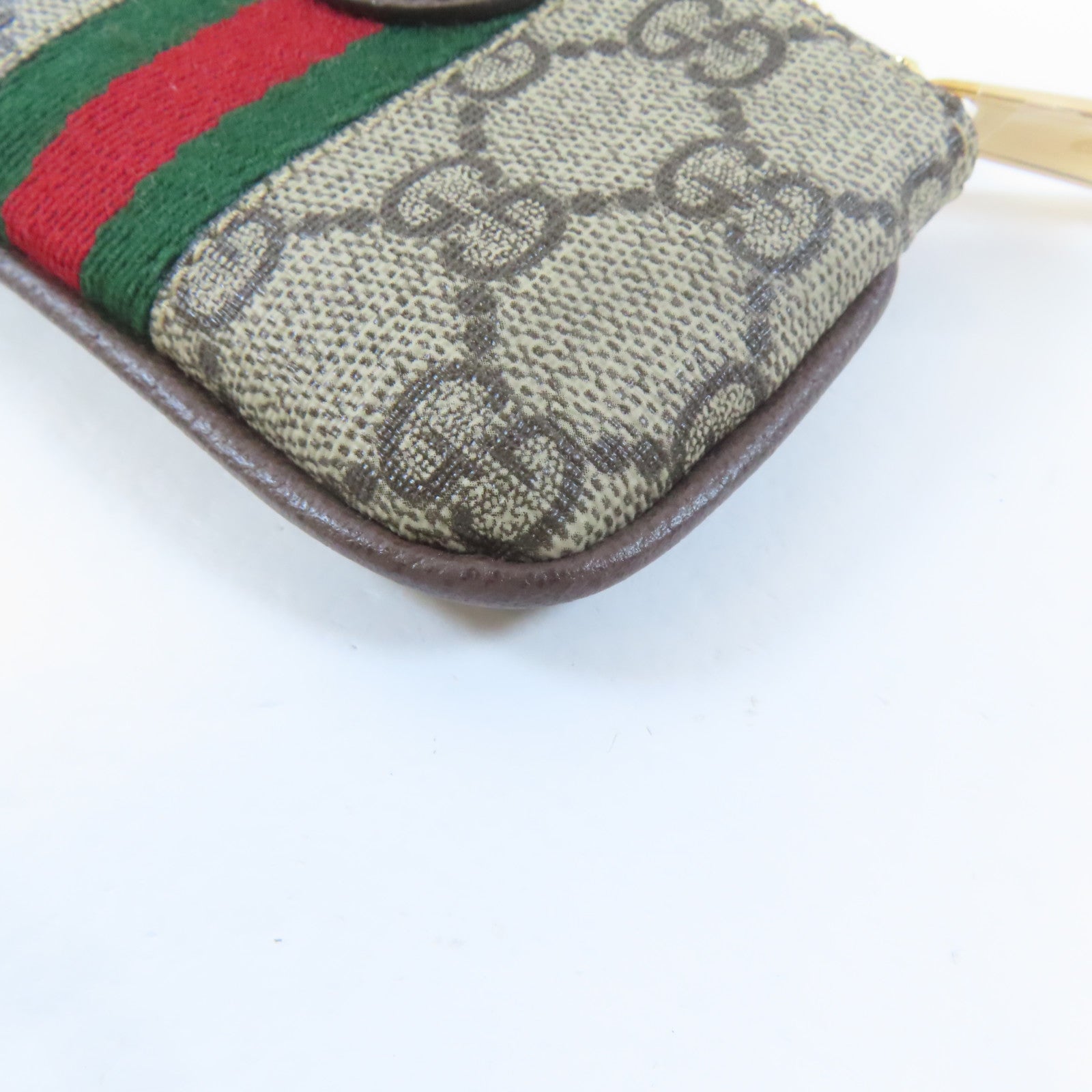 GUCCI 塗層帆布Ophidia Coin Key Case金扣零錢鎖匙包啡色