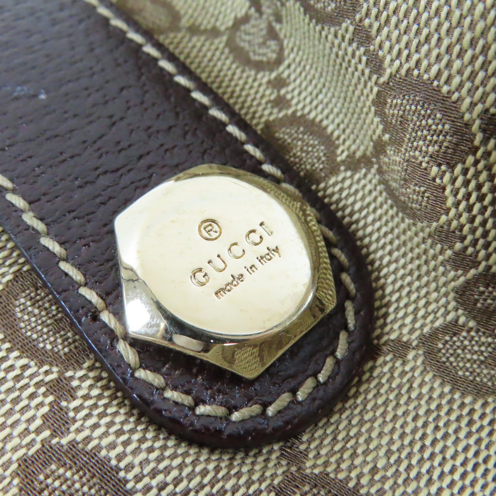 GUCCI 帆布Shoulder Bag金扣肩背袋啡色