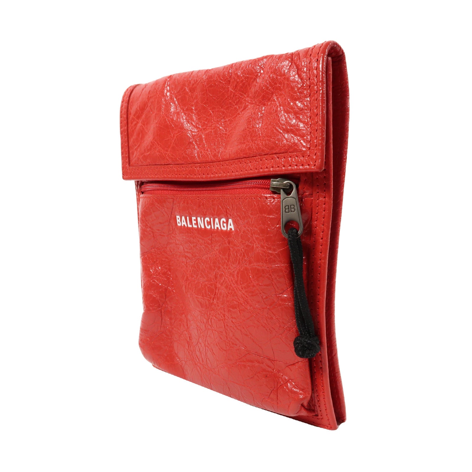 BALENCIAGA 牛皮皮革Shoulder Bag銀扣肩背袋紅色