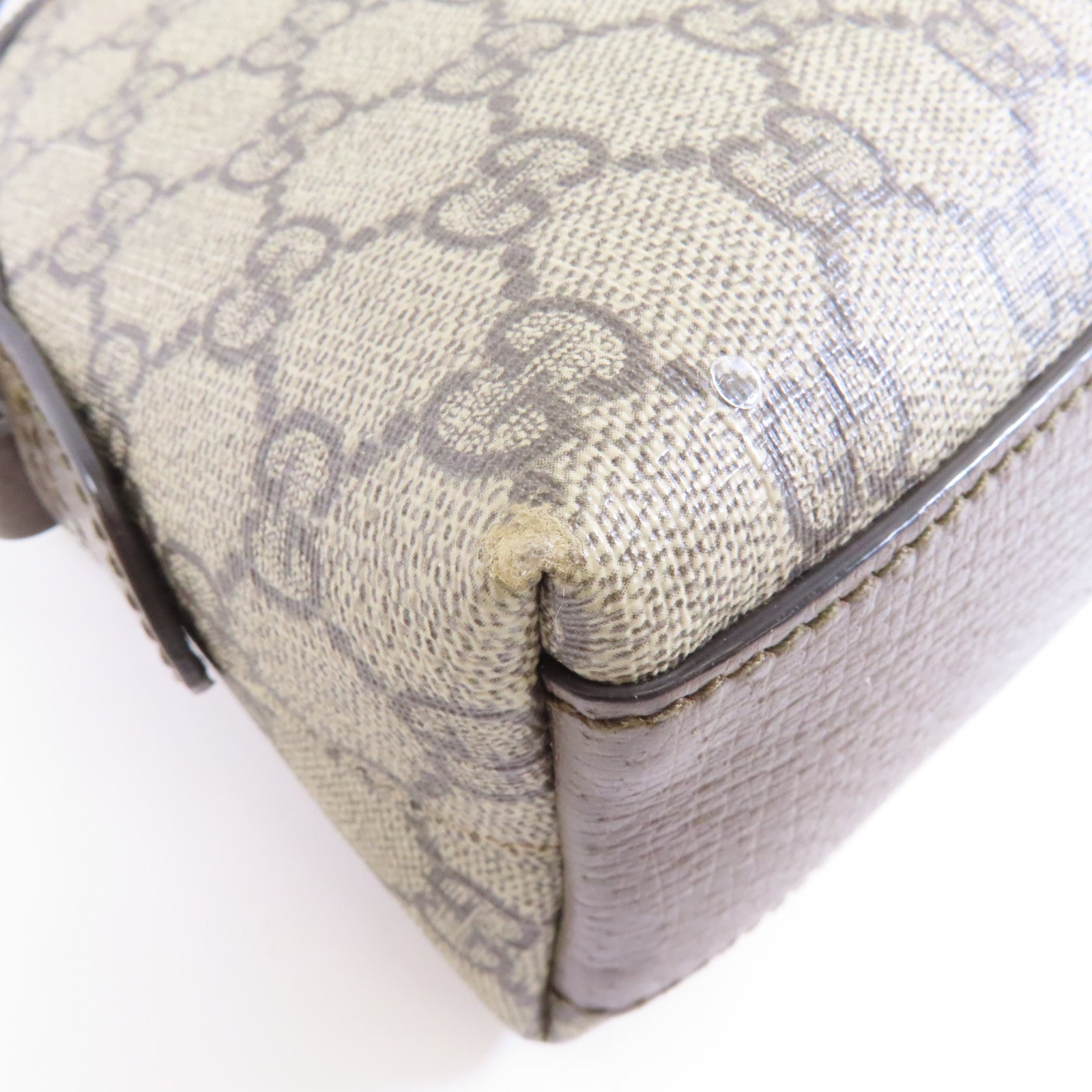 GUCCI 塗層帆布Shoulder Bag金扣肩背袋棕色