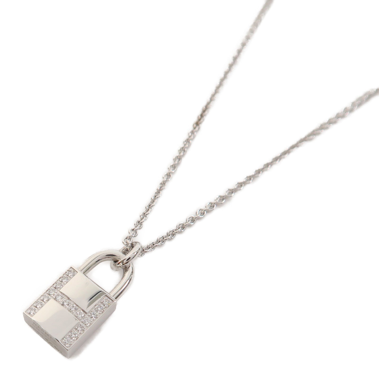 HERMES 【激減優惠】18K白金Kelly Cadenas Pendant項鍊銀色
