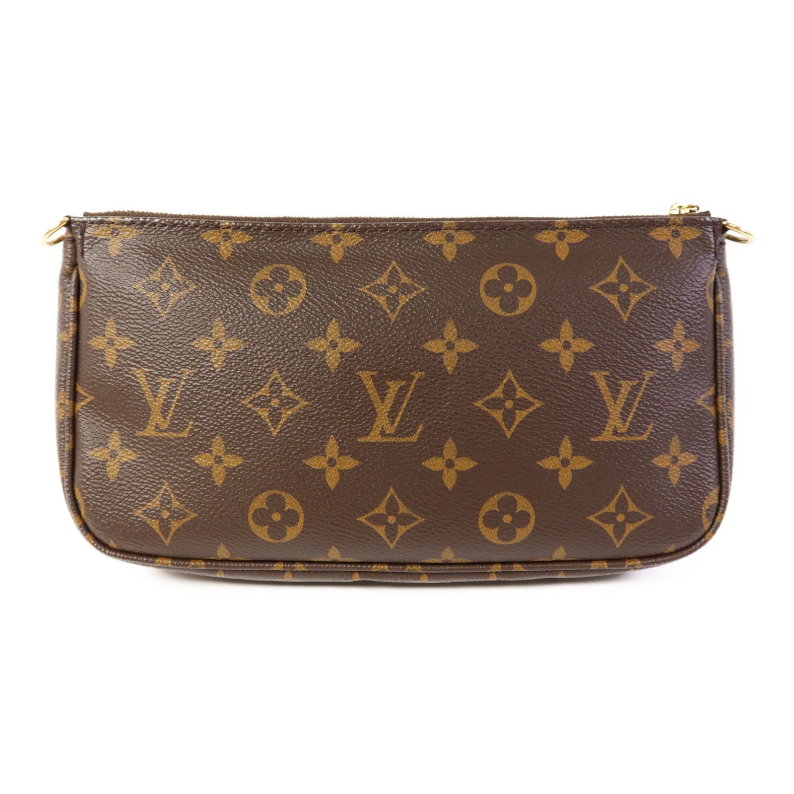 LOUIS VUITTON Monogram Multi Pochette Accessoires金扣手挽肩背兩用袋棕色