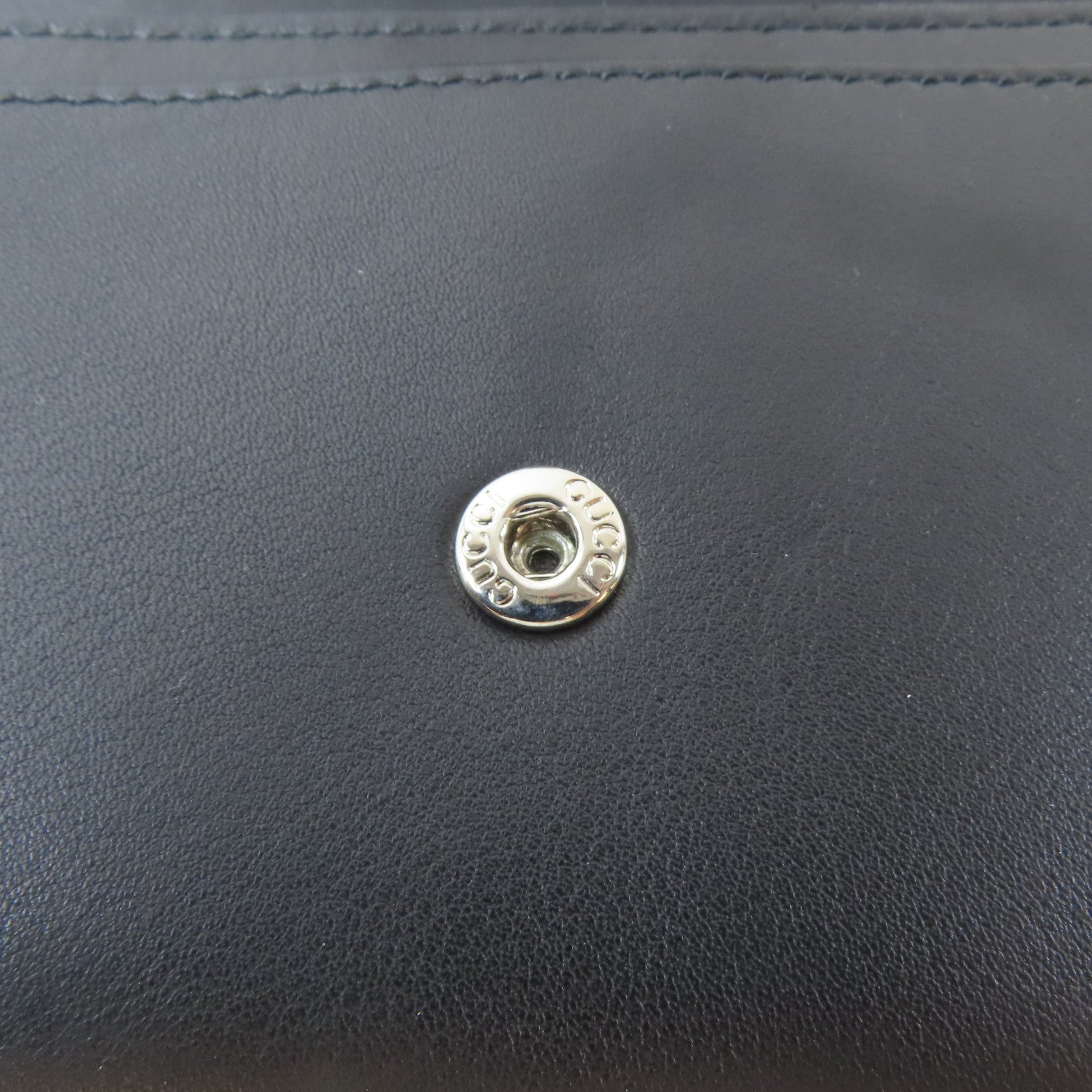 GUCCI 牛皮皮革Long Wallet銀扣長錢包黑色