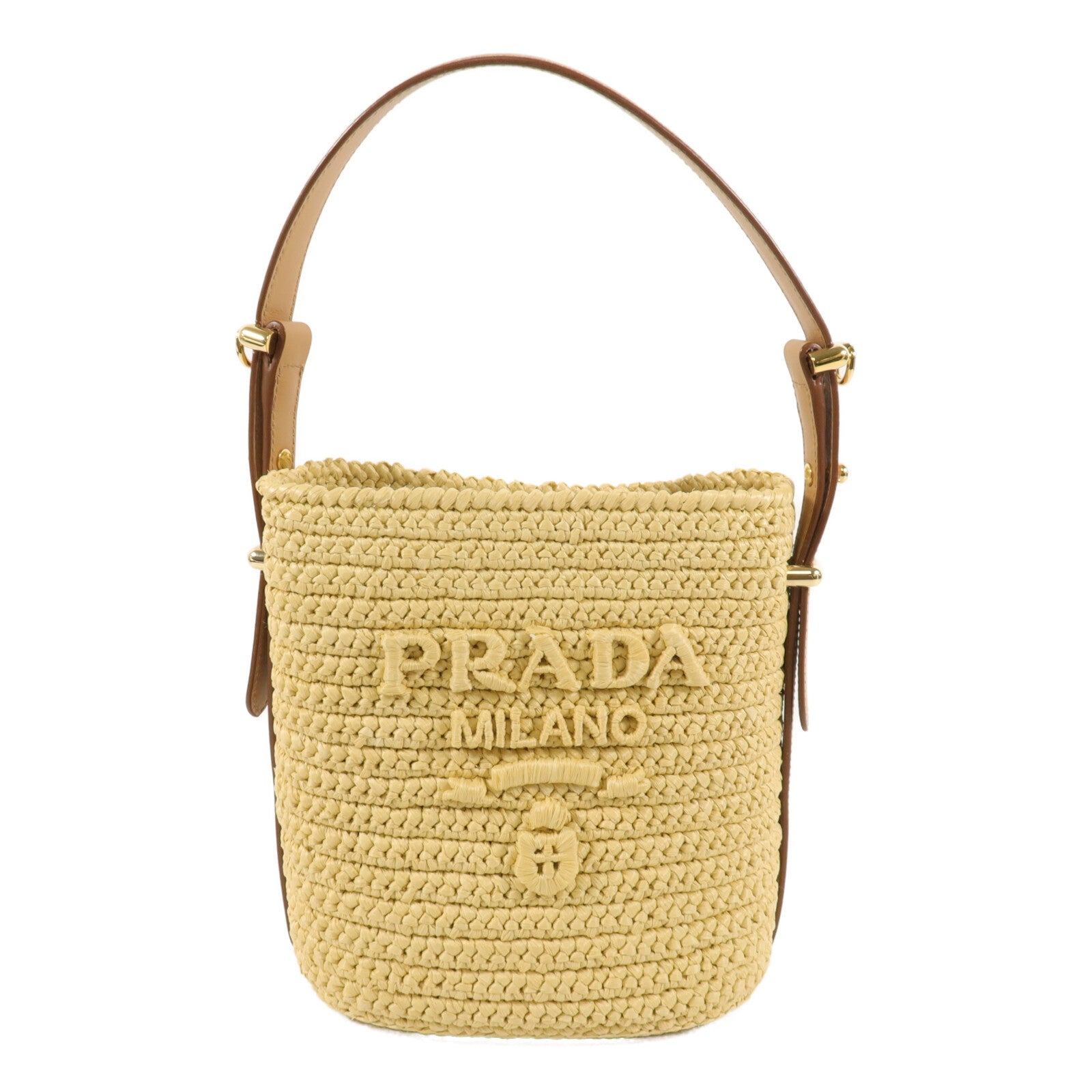 PRADA Viscose Small Crochet and Leather Bucket Bag手挽肩背兩用袋