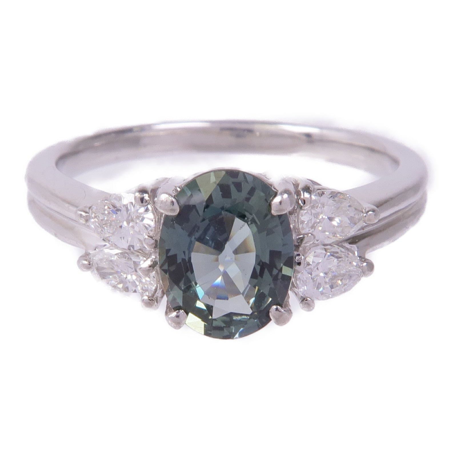 JEWELRY PT900鉑金Sapphire Diamond Ring藍寶石/鑽石戒指US#8.5