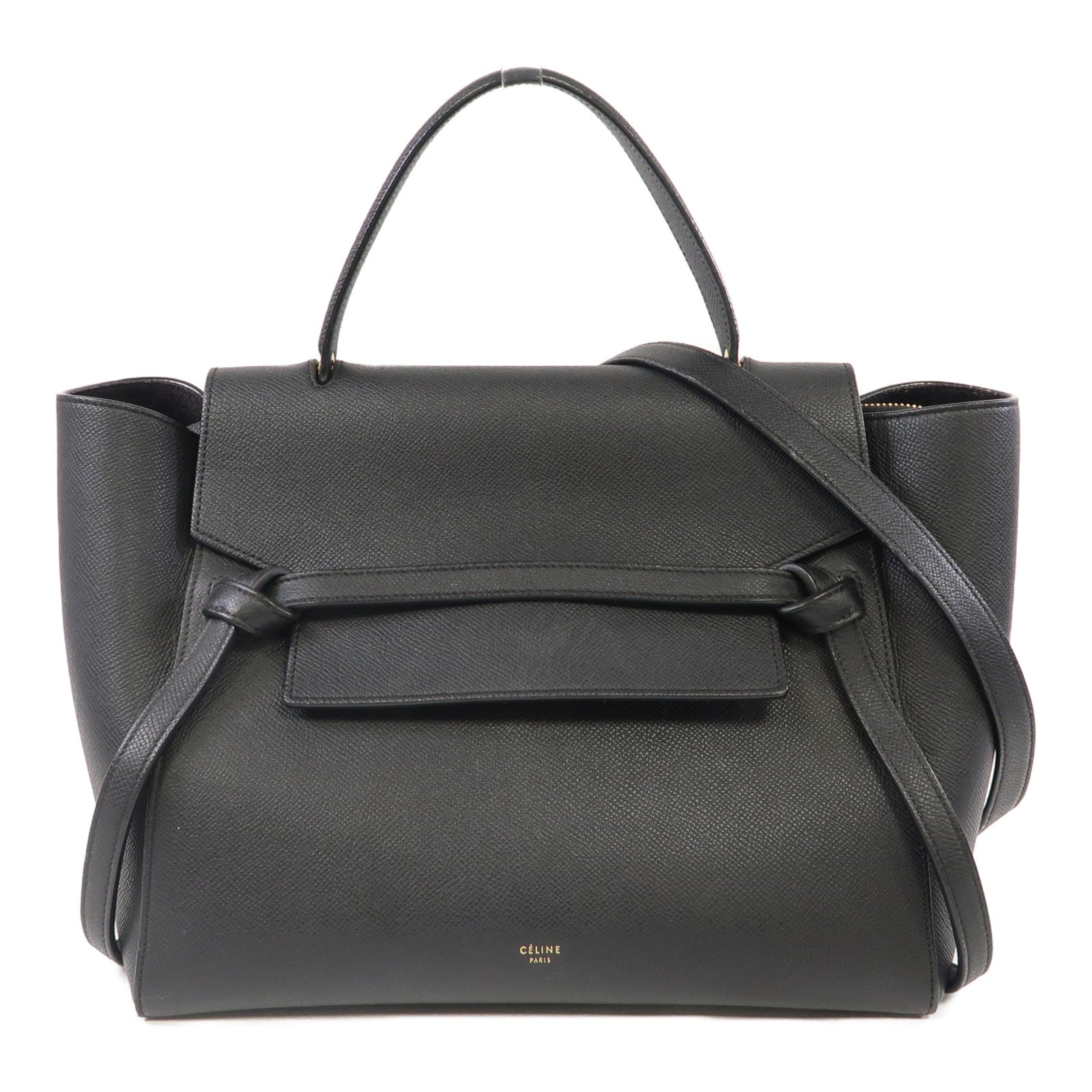 CELINE 牛皮皮革Belt Bag金扣手挽肩背兩用袋黑色