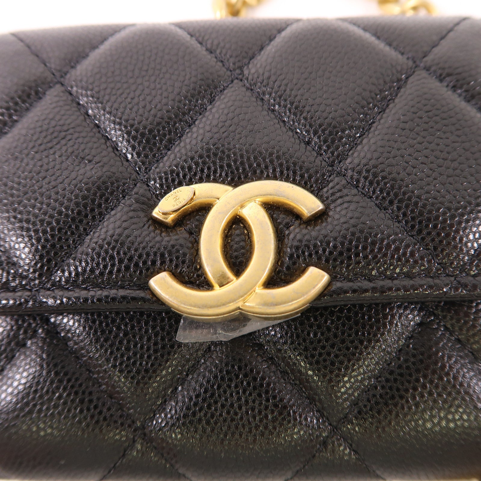 CHANEL 牛皮皮革Card Case With Chain金扣肩背袋