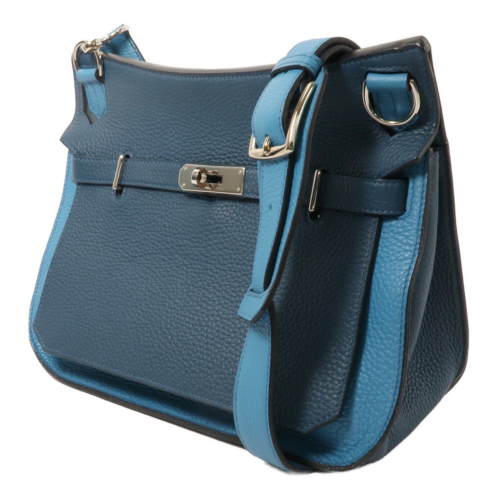 HERMES Clemence皮革Jypsiere 28肩背袋Colvert/Turquoise