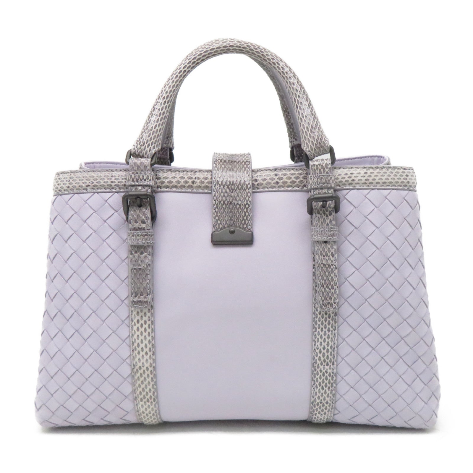 BOTTEGA VENETA 【激減優惠】織紋皮革/蛇皮皮革2 Way Shoulder手挽肩背兩用袋紫色