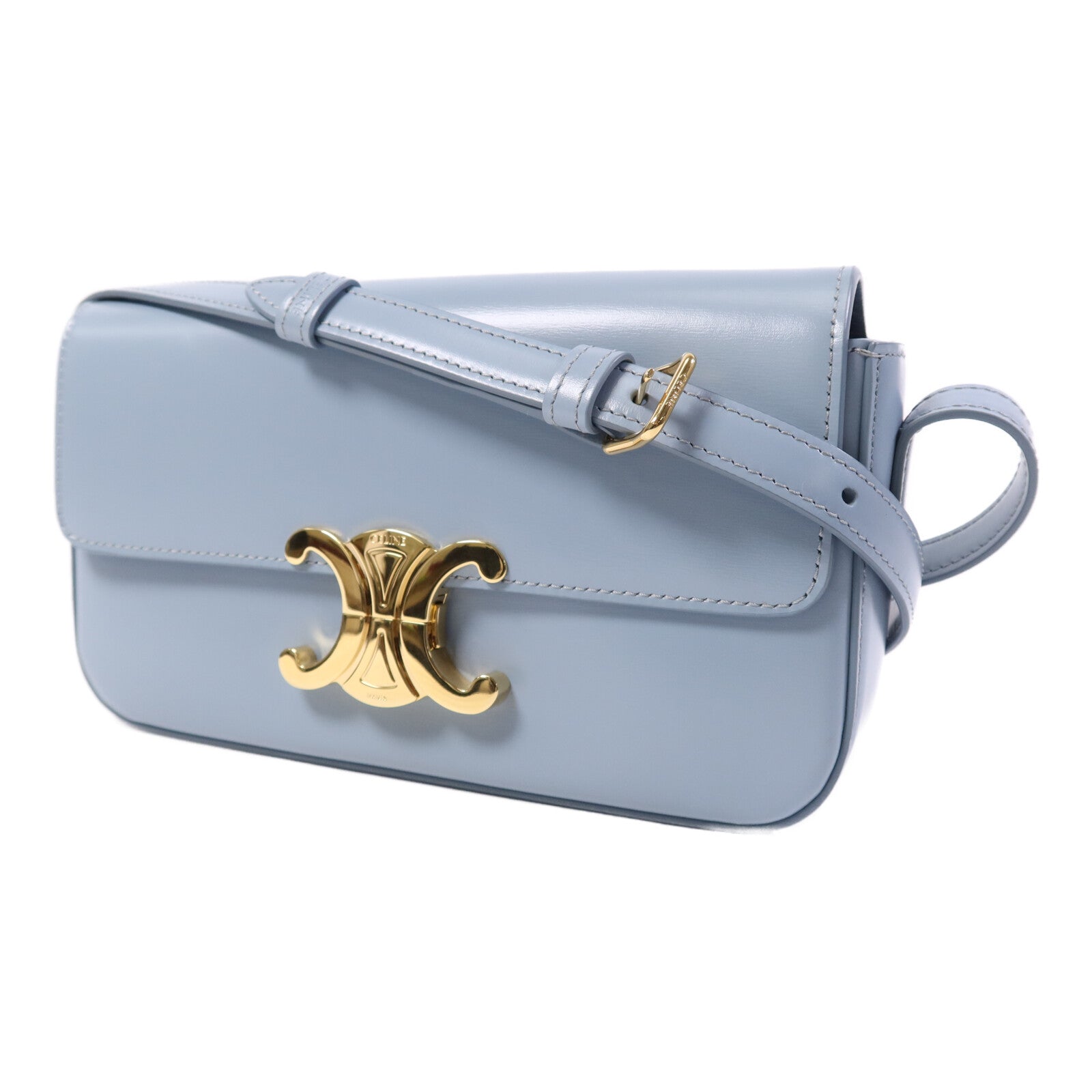 CELINE 牛皮皮革Claude金扣肩背袋