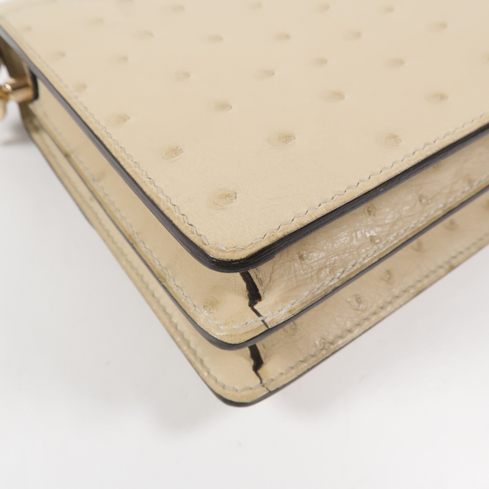 HERMES Ostrich皮革Roulis Mini肩背袋Nata