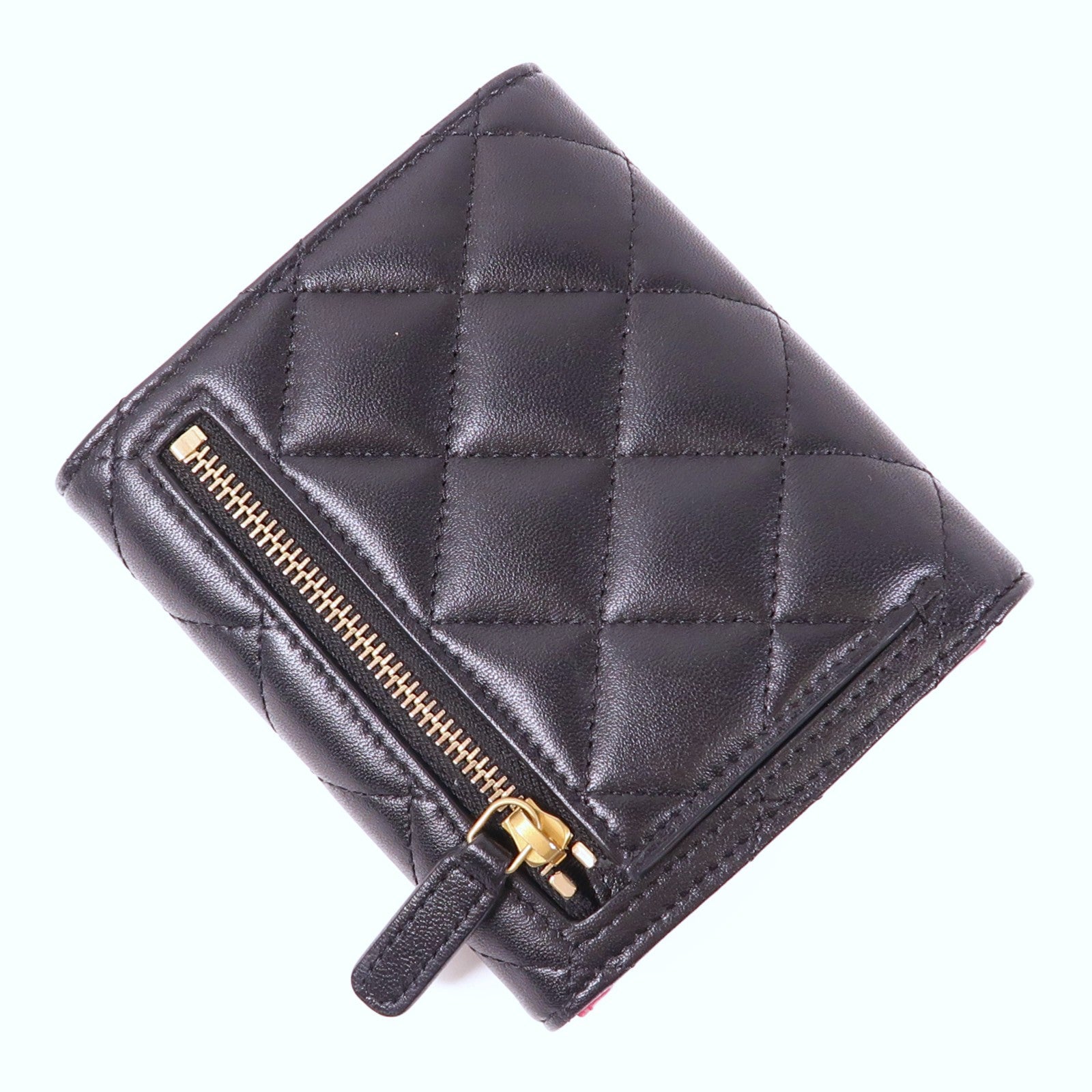 CHANEL 羊皮皮革Wallet金扣錢包